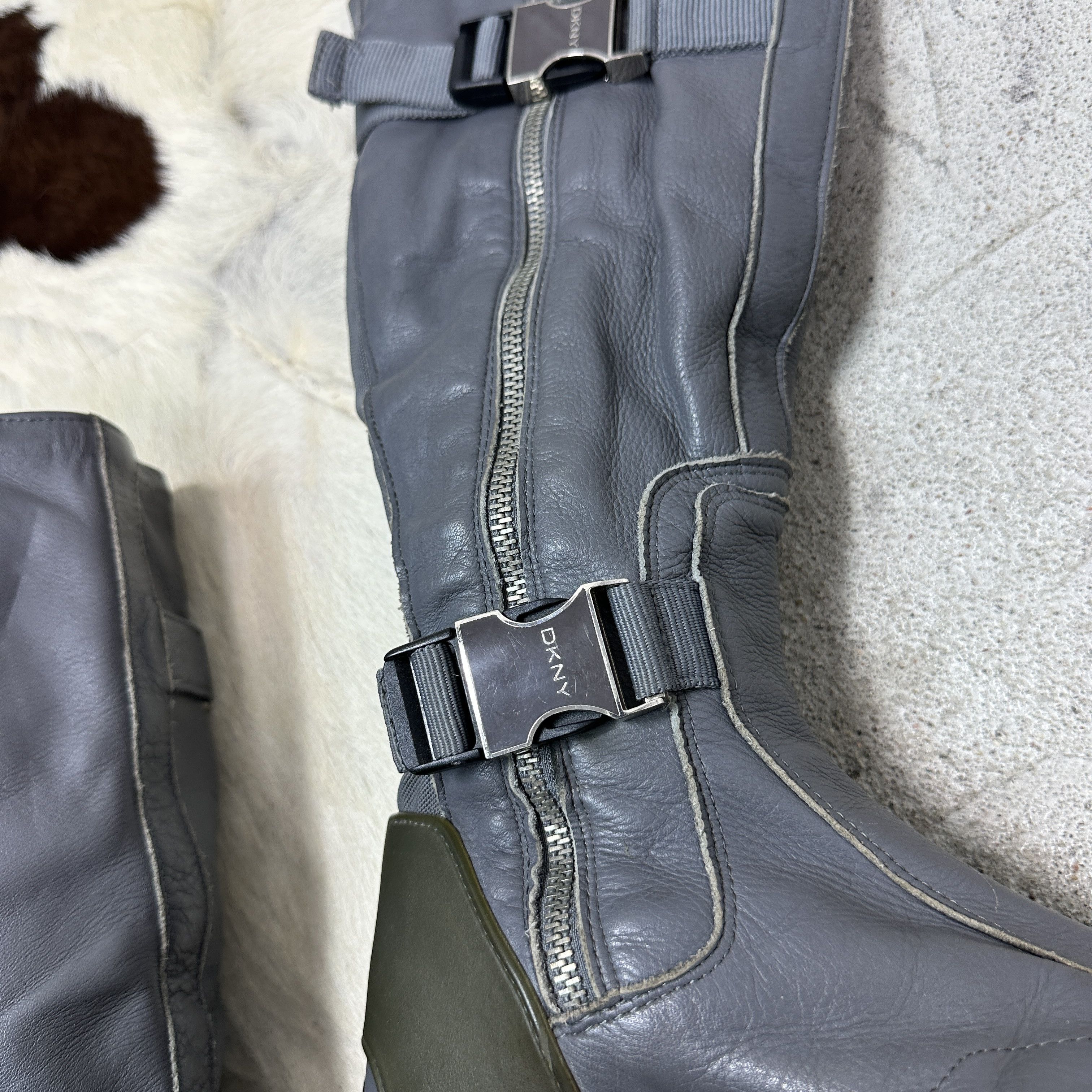 DKNY Vintage Leather Grunge Moto Buckled DKNY Boots Y2K Size US 7 / IT 37 - 10 Thumbnail