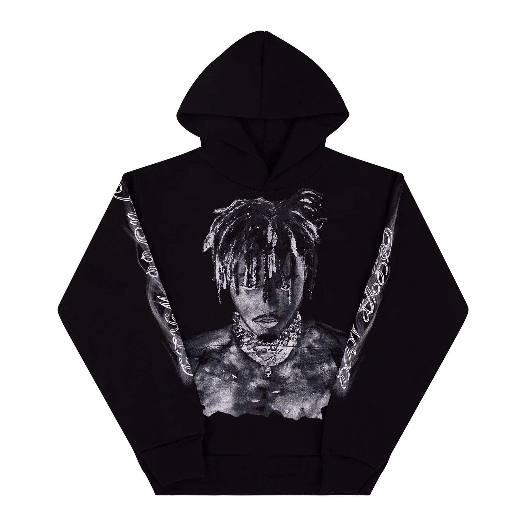 image of Revenge Juice Wrld 999 Graphite Portrait Black Hoodie, Men's (Size 2XL)