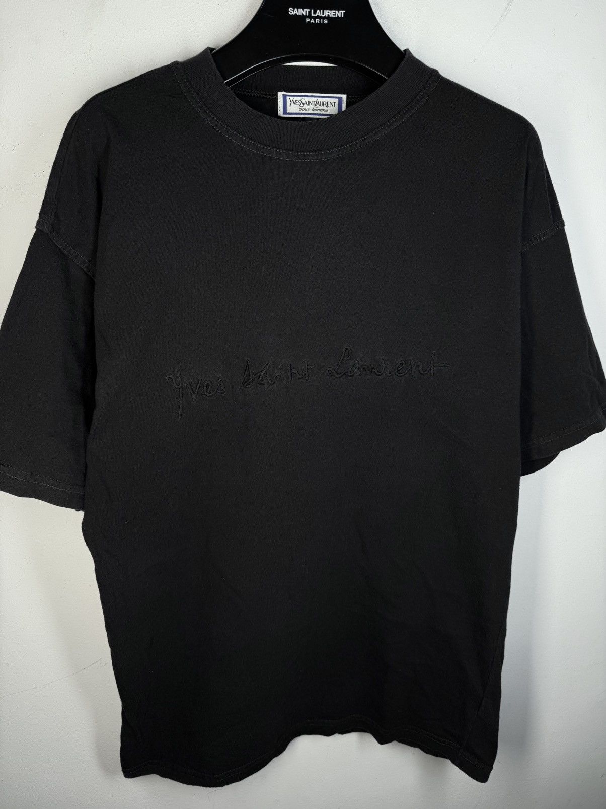 Yves Saint Laurent 90s YSL T-Shirt Big Logo Black Shirt Vintage Tee Size US M / EU 48-50 / 2 - 18 Thumbnail