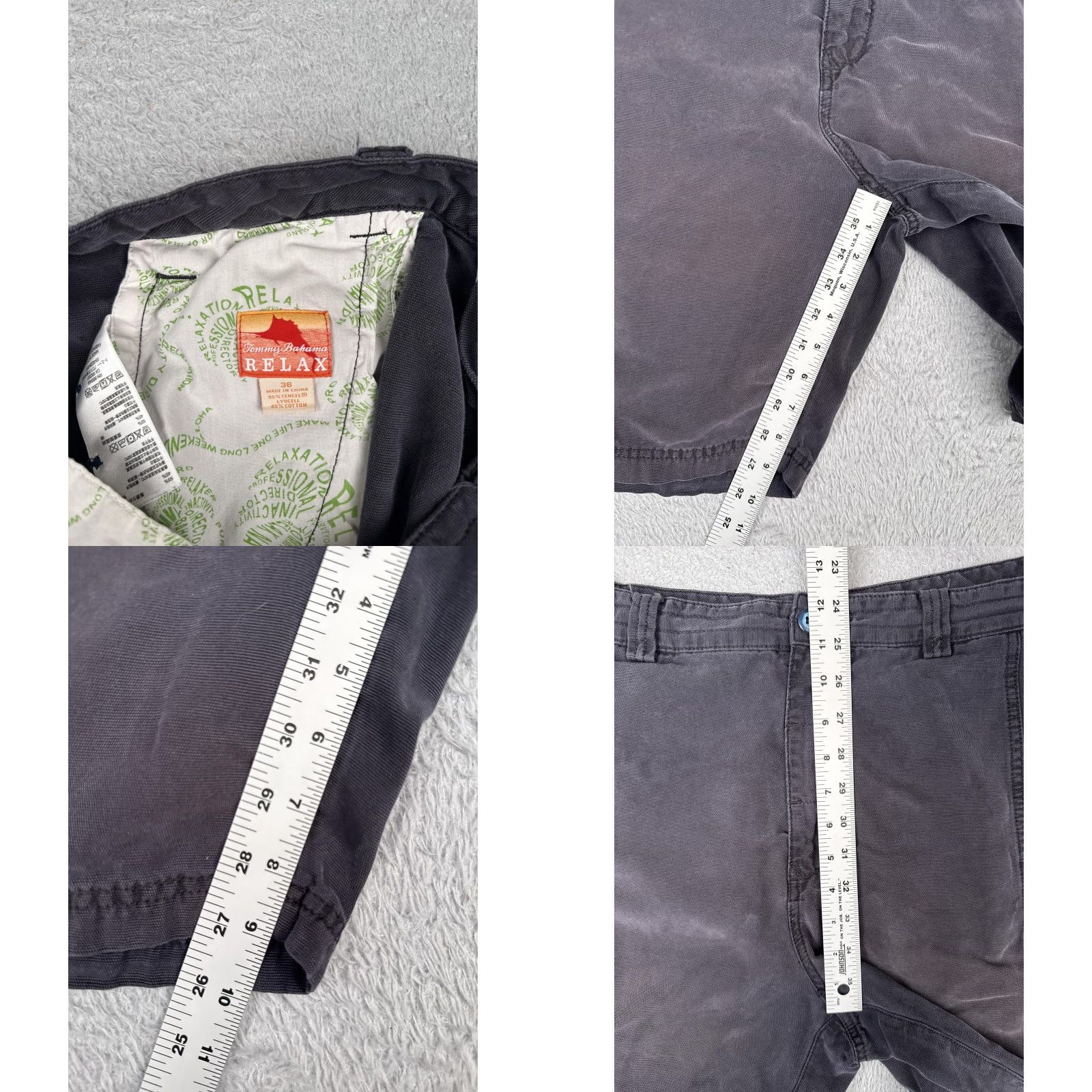 Tommy Bahama Tommy Bahama RELAX Cargo Shorts Mens 36 Gray Lyocell Cotton Flat Front Zip Fly Pockets Cargo Utility Summer Size US 36 / EU 52 - 8 Thumbnail
