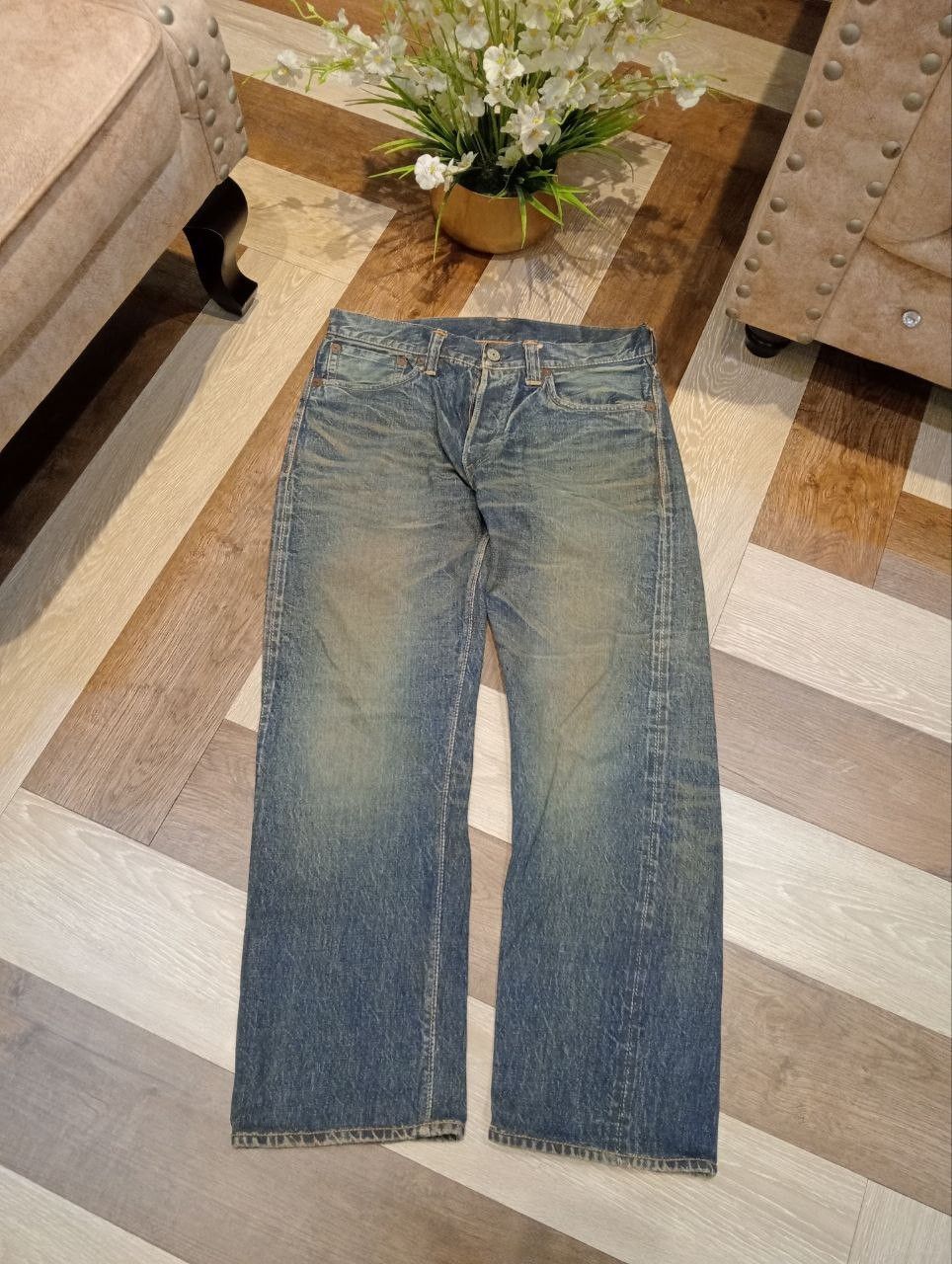 Warehouse BLUE & GRAY BY WAREHOUSE JAPAN WASHED BLUE SELVEDGE DENIM Size US 33 - 1 Thumbnail
