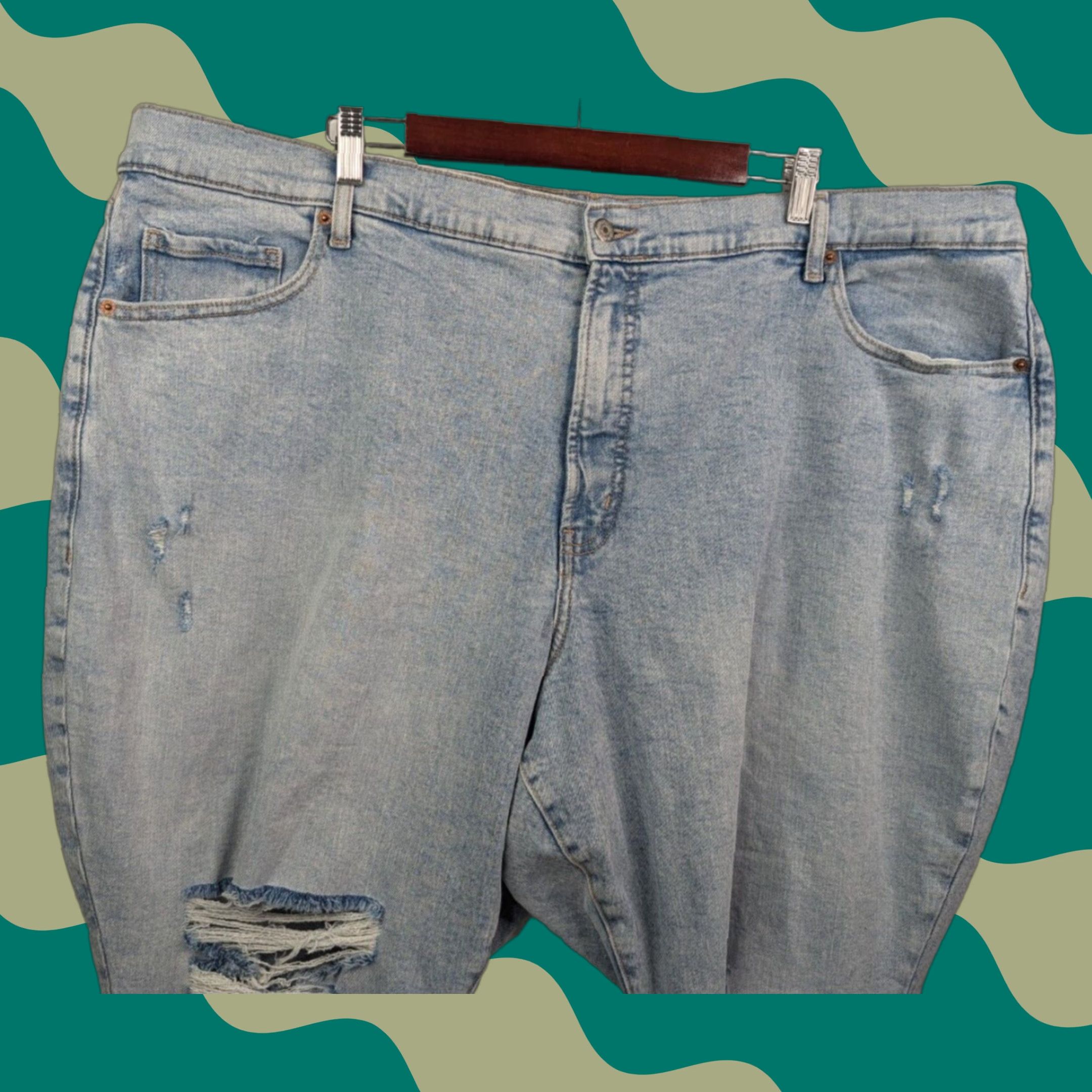 Old Navy Old Navy Jeans - High-Rise O.G. Curvy Straight Secret-Slim Pockets Cut-Off Size 28 Blue Denim Cotton Blend Womens Plus Stretch 90s? Not present Size 28" / US 6 / IT 42 - 1 Thumbnail