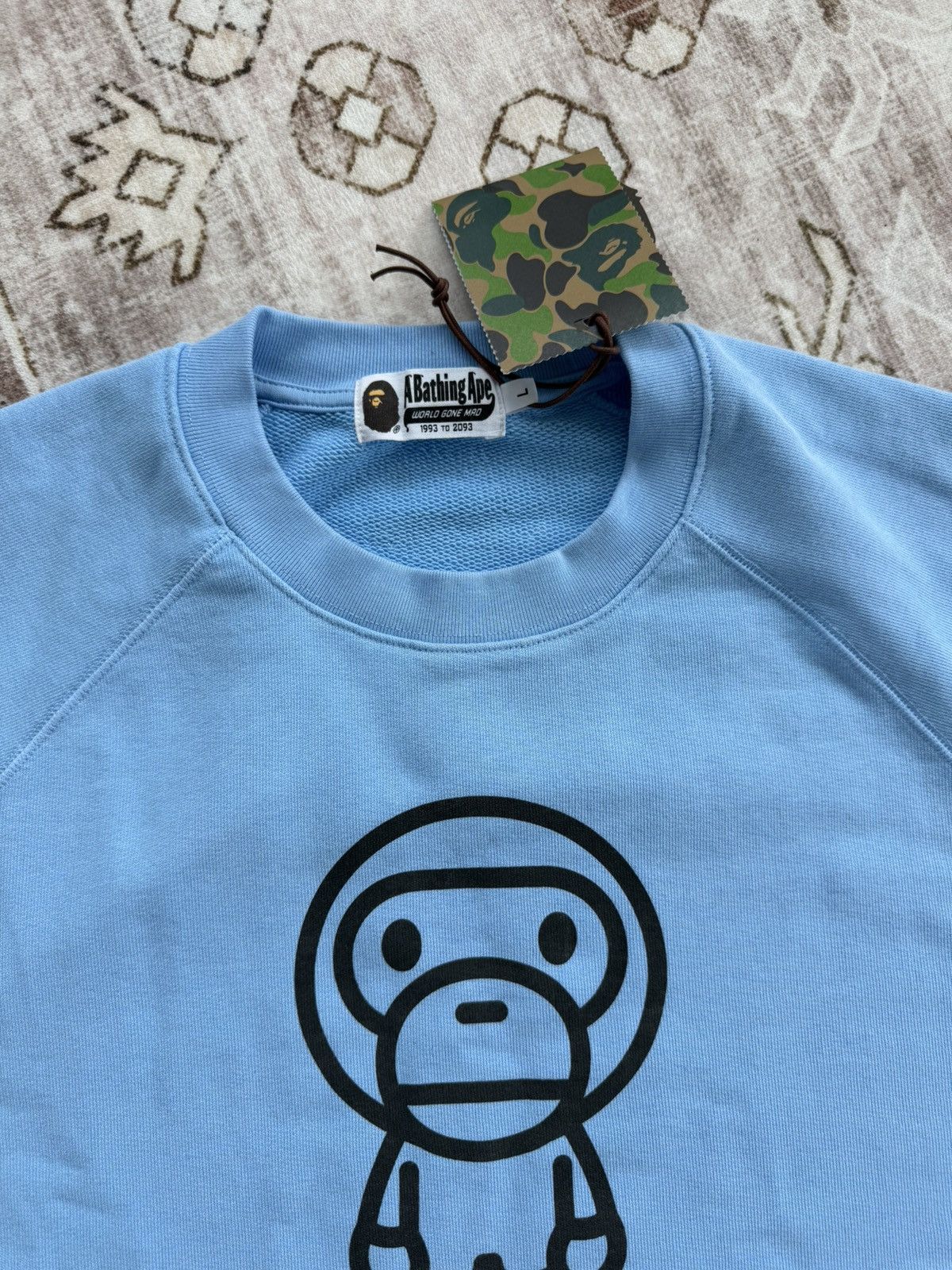 Bape HEAVY WASH BABY MILO RELAXED FIT CREWNECK SWEATSHIRT LARGE Size US L / EU 52-54 / 3 - 3 Thumbnail