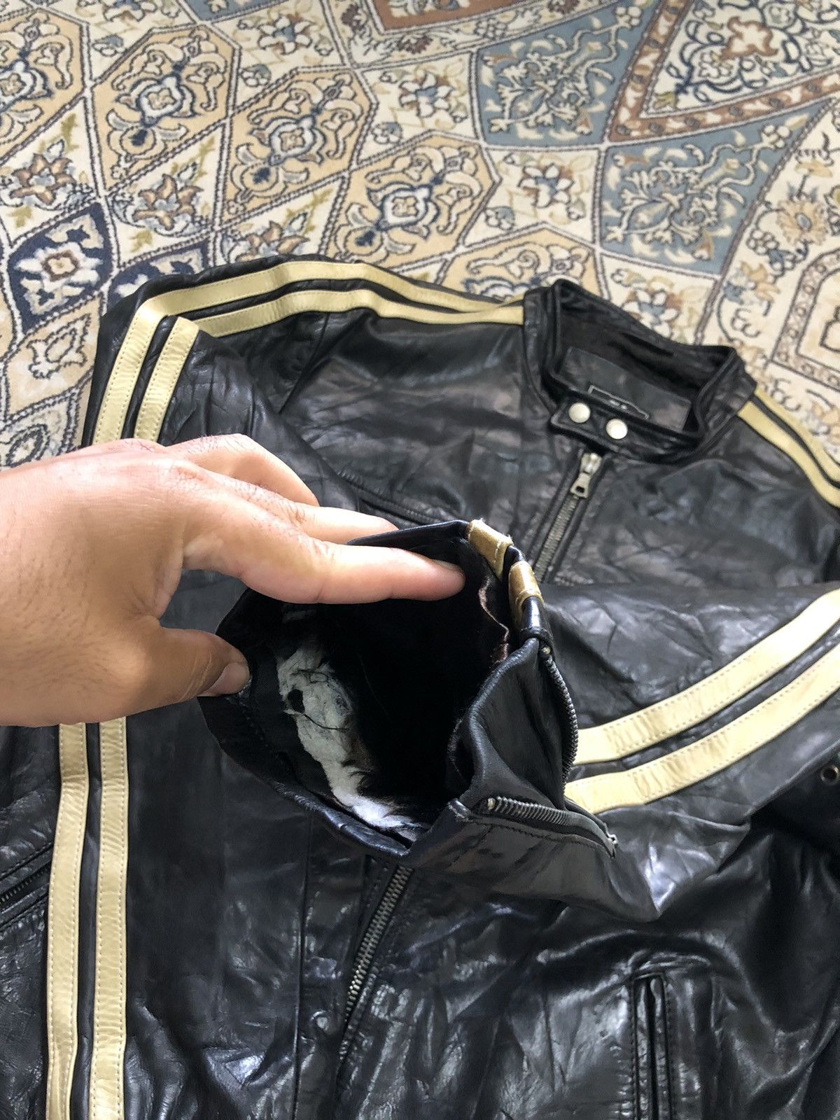 Tommy Hilfiger Rare❗️Tommy Hilfiger Premium Cafe Racer Leather Jacket Size US L / EU 52-54 / 3 - 7 Thumbnail