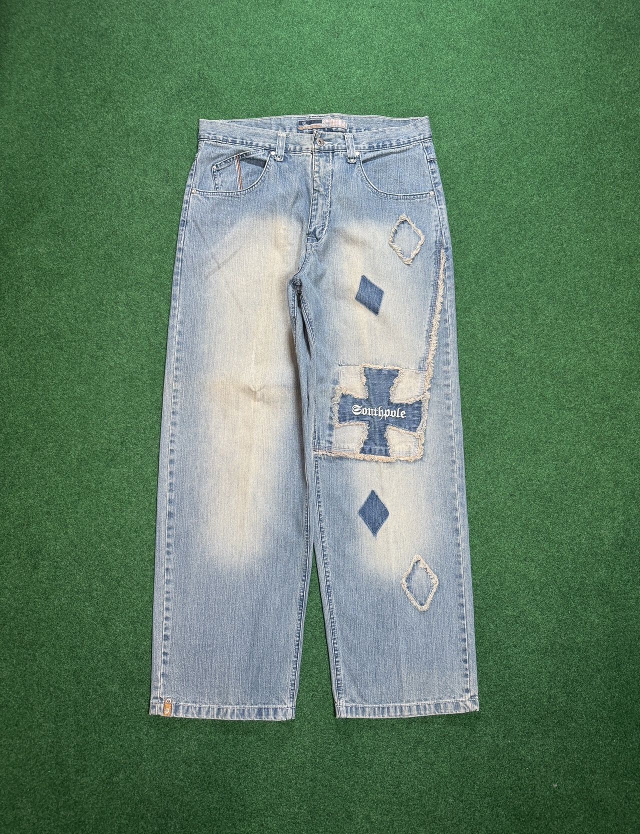 Image of Vintage Y2K Southpole Mens 36 Baggy Cross Jeans in Blue