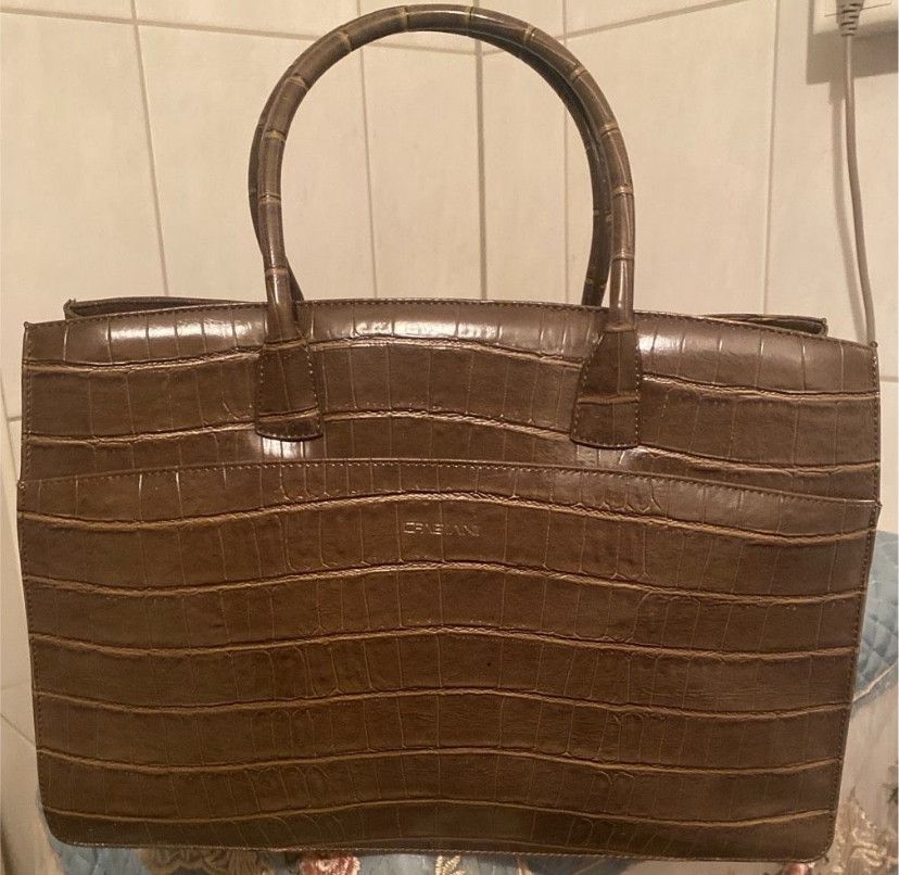 Other Vintage CHEVANI Genuine Leather Tote Bag Brown Croc-Embossed Size ONE SIZE - 1 Thumbnail