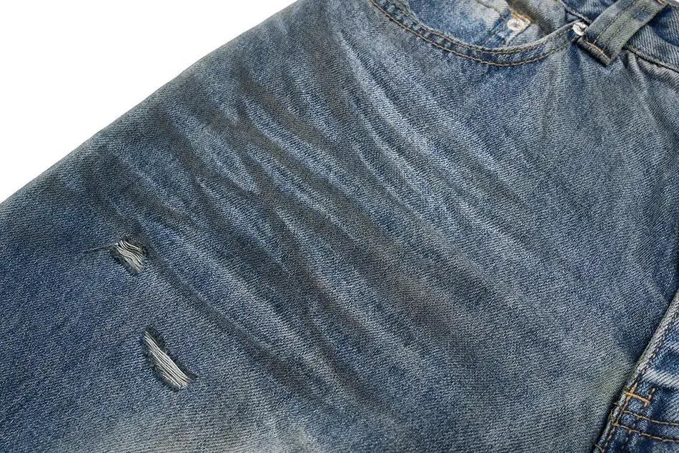 Japanese Brand × Jean Custom Distressed Ripped Hole Baggy Jeans Pants y2k Size US 33 - 8 Thumbnail