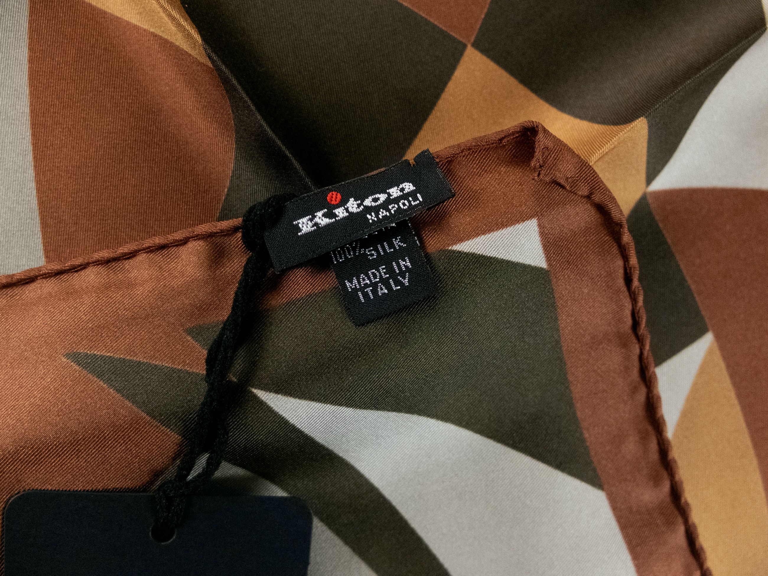 Kiton KITON Napoli earth tones abstract print silk pocket square q Size ONE SIZE - 3 Thumbnail