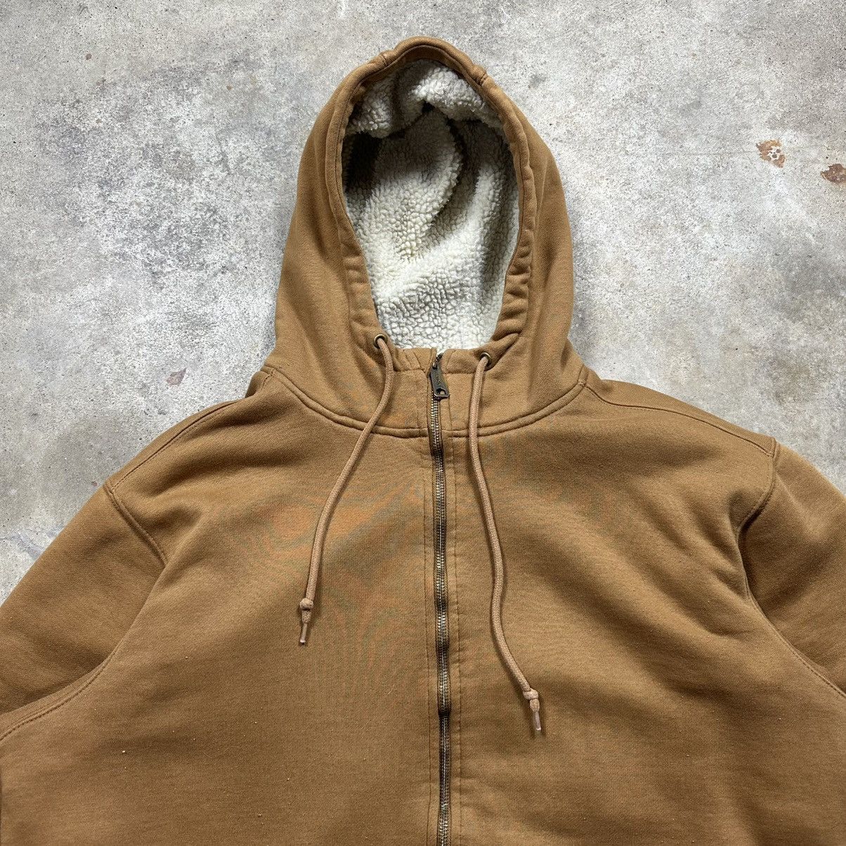 Wrangler Vintage Y2K Tan Wrangler Workwear Sherpa Lined Zip Up Hoodie Size US XL / EU 56 / 4 - 2 Thumbnail