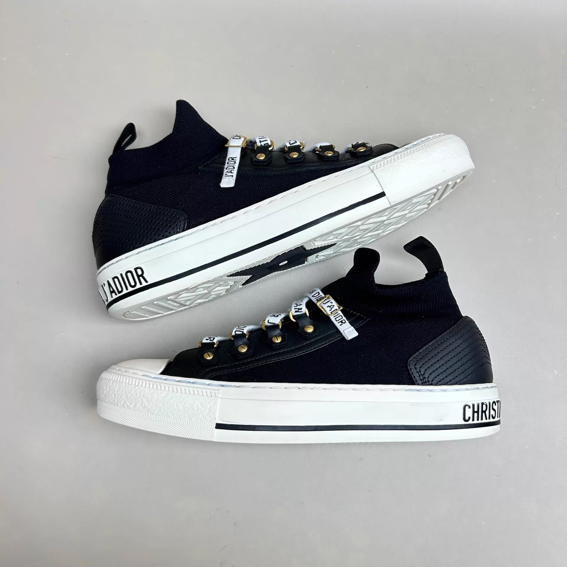 Dior Dior Black White Logo Lace-Up Sneakers 37 99 New Size US 6.5 / IT 36.5 - 5 Thumbnail