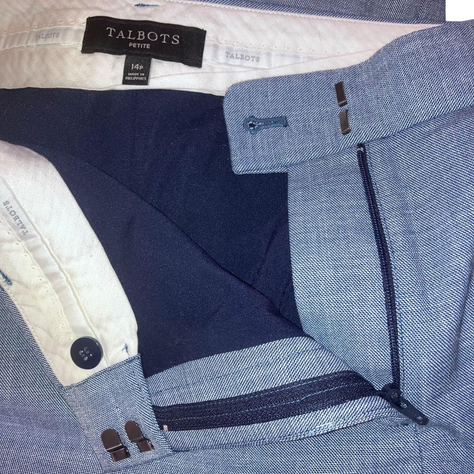 Talbots Light Blue Sharkskin Straight-leg Suit Pants- sz 14P
