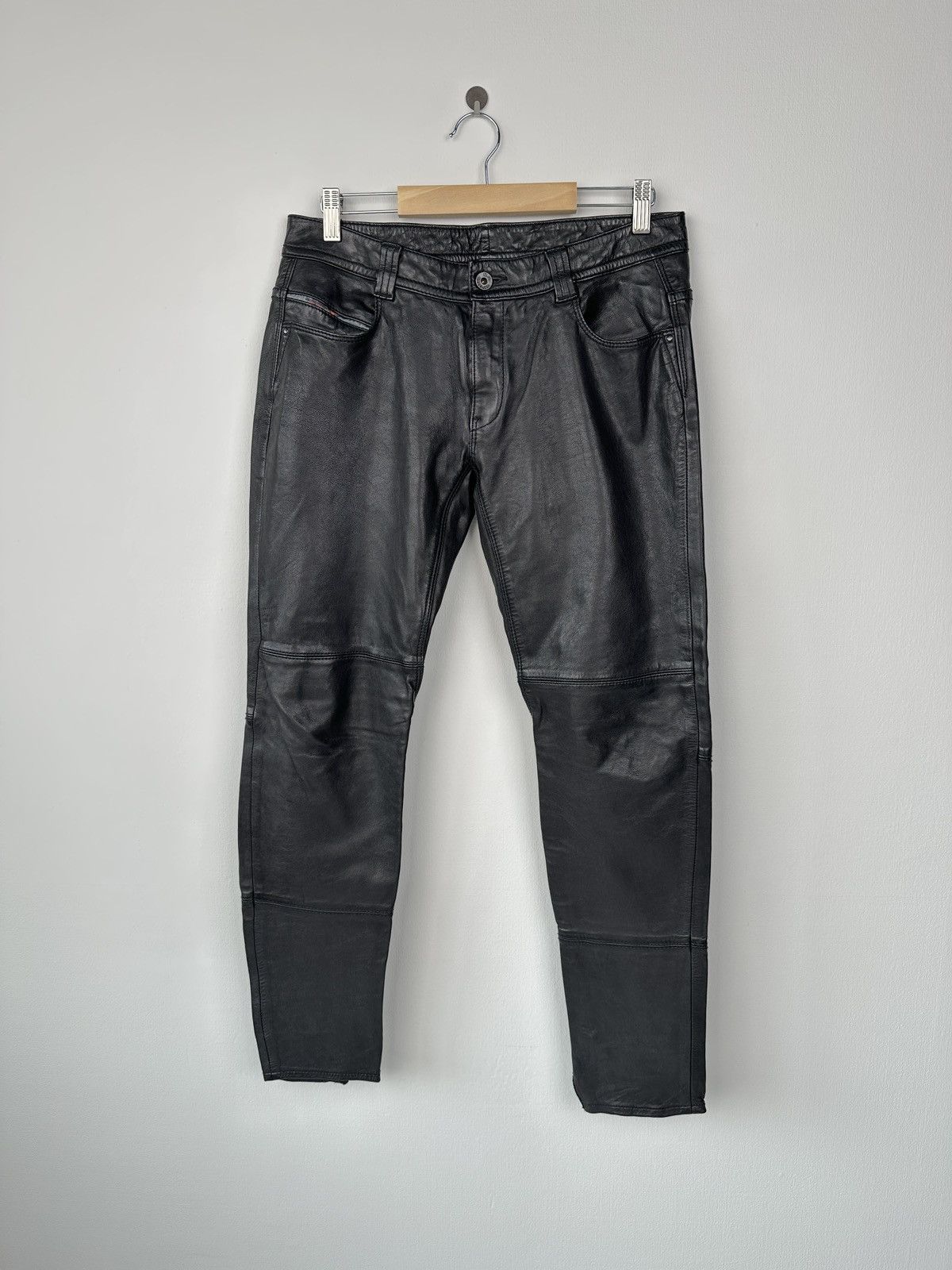 Diesel Y2K DIESEL 100% Leather Black Pants size 29 Vintage Size 29" - 1 Thumbnail