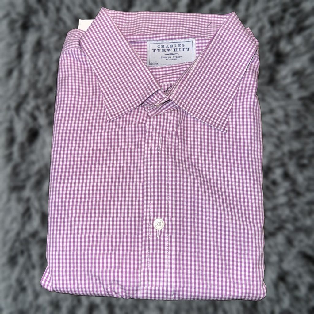 Charles Tyrwhitt Charles Tyrwhitt Button Down Shirt Purple White 19/37 48/94 Dress Shirt Size US M / EU 48-50 / 2 - 1 Thumbnail