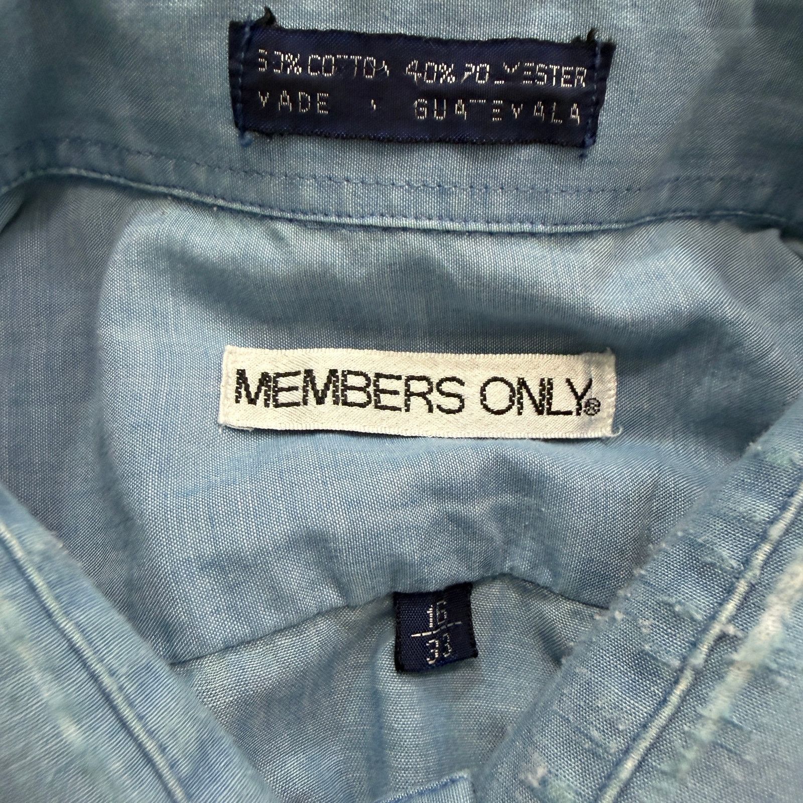 Vintage Vintage Members Only Chambray Button Shirt 16 Large Blue 70s Size US L / EU 52-54 / 3 - 10 Thumbnail
