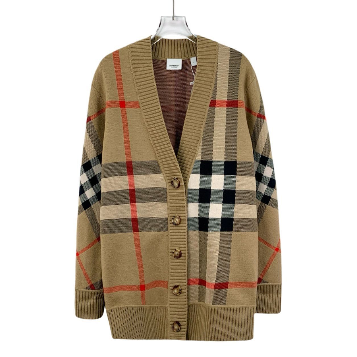 Burberry Burberry Womens Beige Checkered Wool-Blend Cardigan Sweater Size S / US 4 / IT 40 - 1 Thumbnail