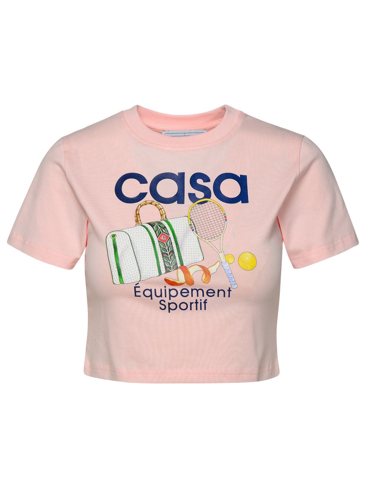 image of Casablanca 'equipement Sportif' Pink Organic Cotton T-Shirt, Women's (Size Medium)
