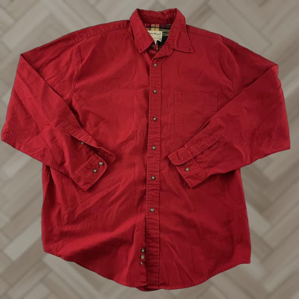 Eddie Bauer VINTAGE Eddie Bauer Shirt Men Large Red Long Sleeve Button-Up Cotton Solid Size US L / EU 52-54 / 3 - 1 Thumbnail