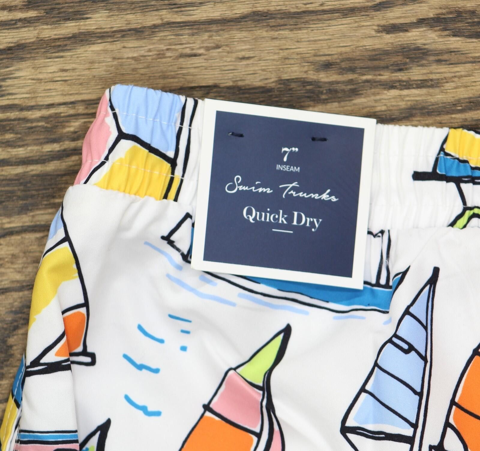 Club Room Nwt Club Room Sketch 7" Board Shorts Bright White Multi S Size US 30 / EU 46 - 5 Thumbnail