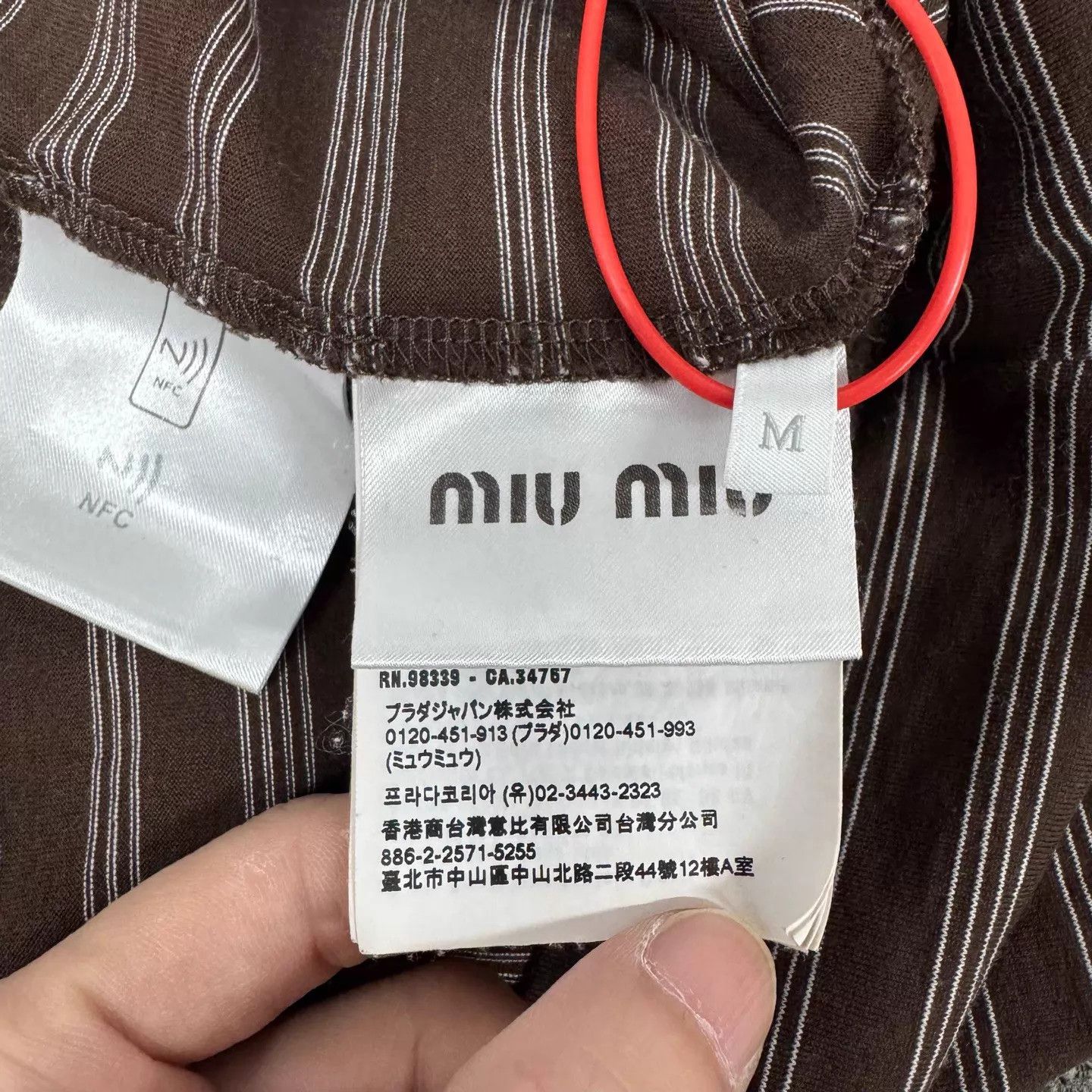 Miu Miu MIU MIU brown white stripe TS logo pocket women's Size M / US 6-8 / IT 42-44 - 7 Thumbnail
