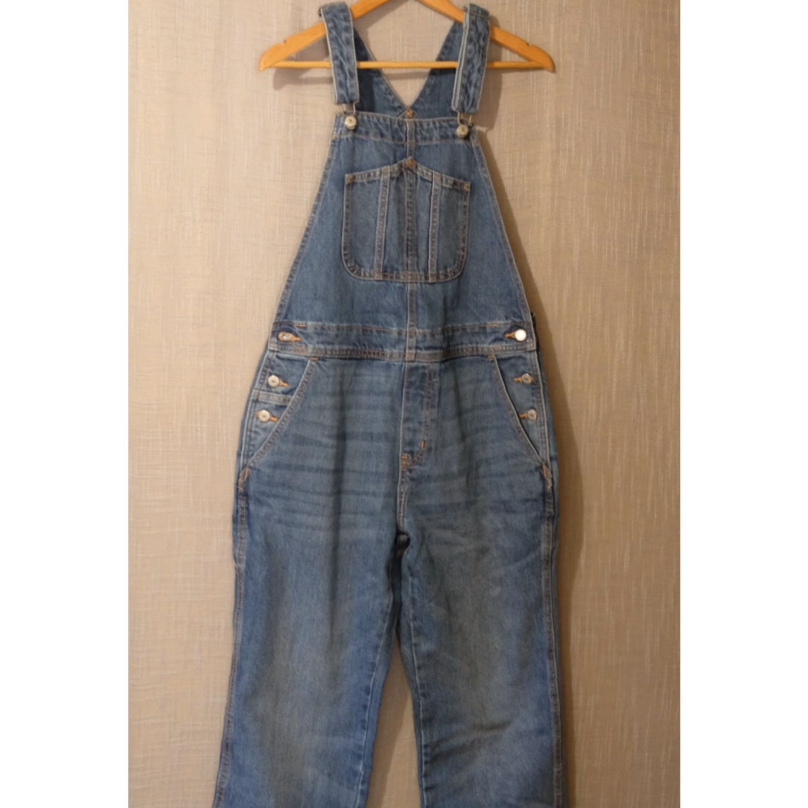 Old Navy Nwot! Old Navy Overalls Blue Denim 100% Cotton Women's 8 Jumpsuit Size 30" / US 8 / IT 44 - 2 Thumbnail