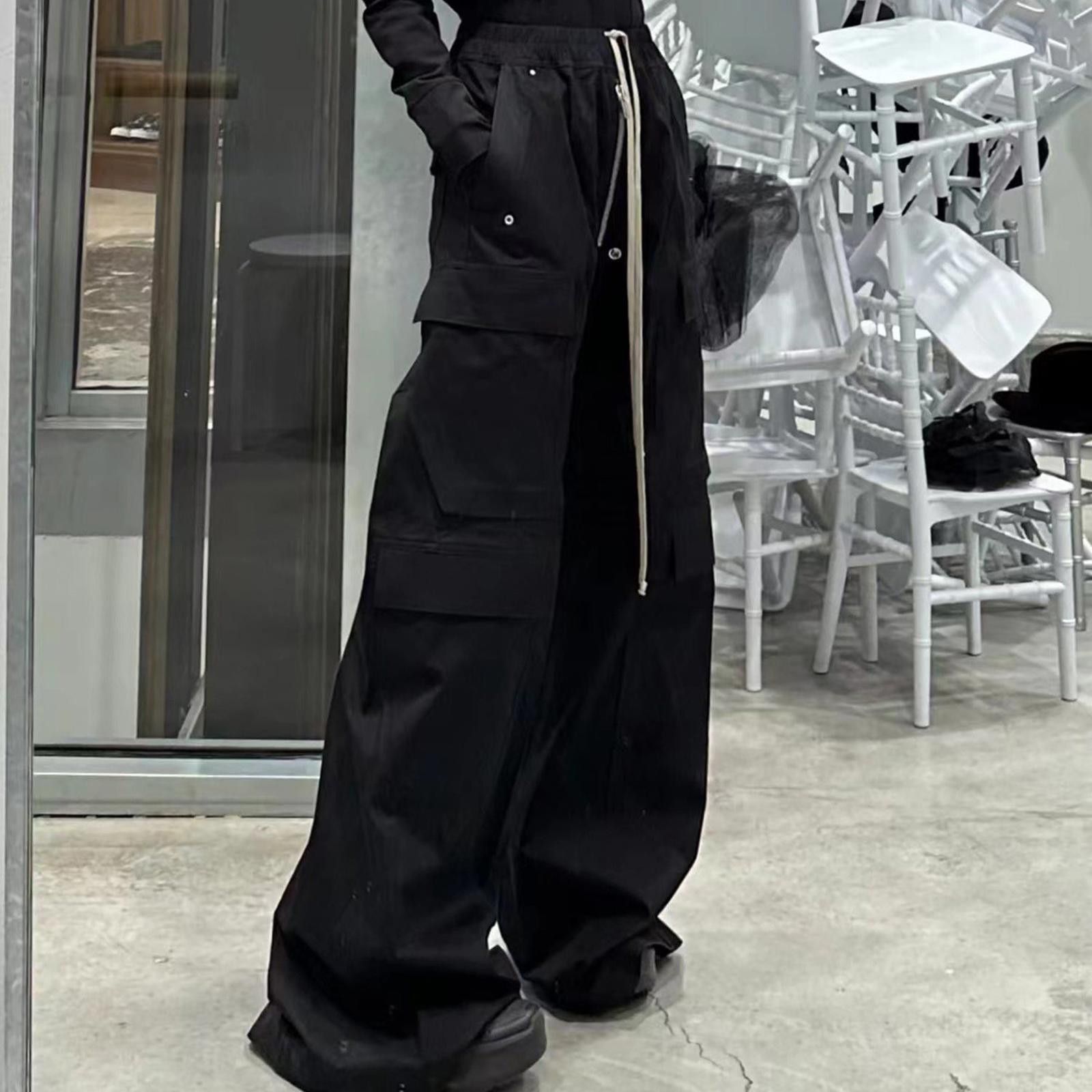Japanese Brand Black Wide Leg Cargo Pants, Baggy Utility Trousers Size US 32 / EU 48 - 1 Thumbnail