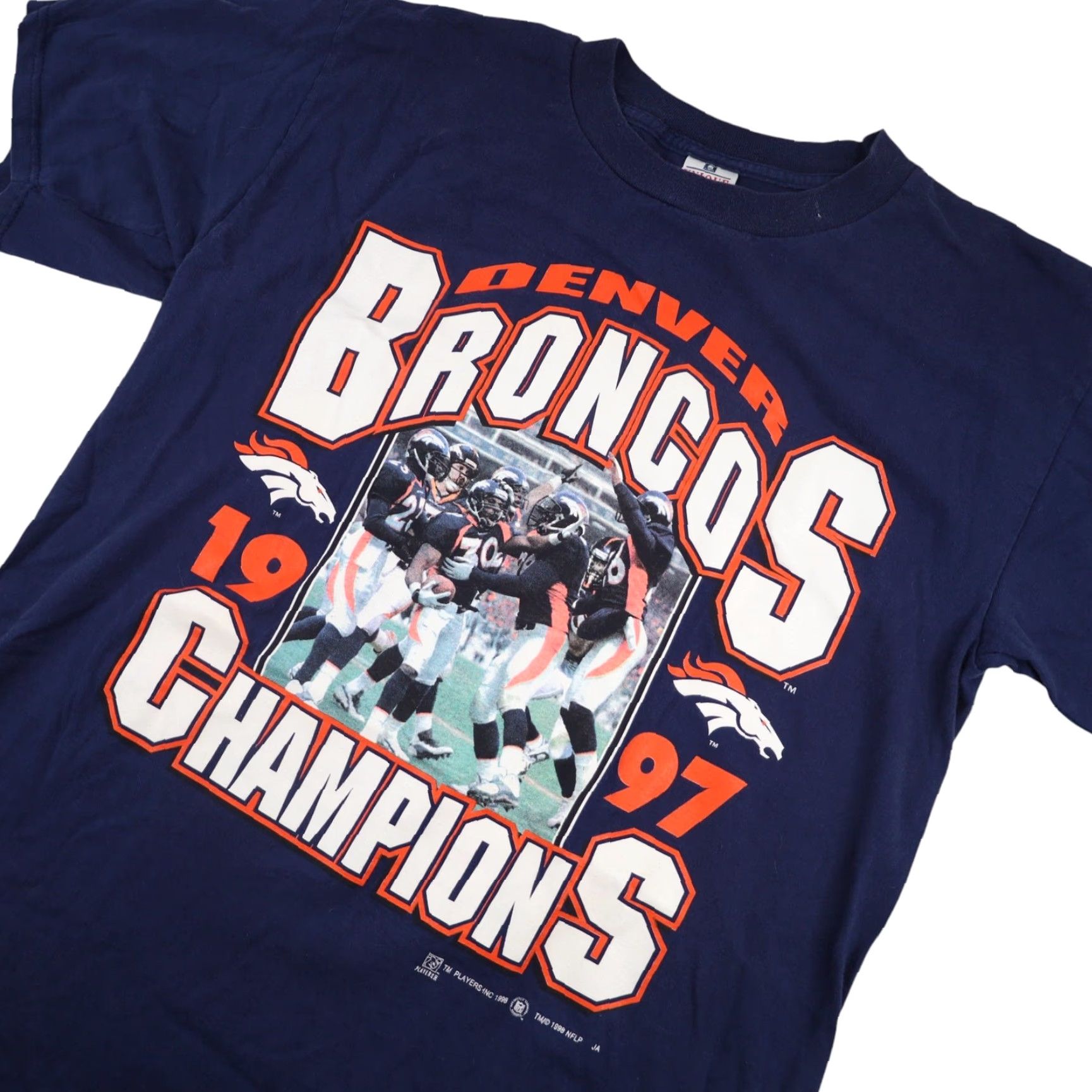 NFL VINTAGE Denver Broncos Champions Mens Large Graphic T Shirt NFL Blue 1997 Football Fan Mens Size US L / EU 52-54 / 3 - 2 Thumbnail