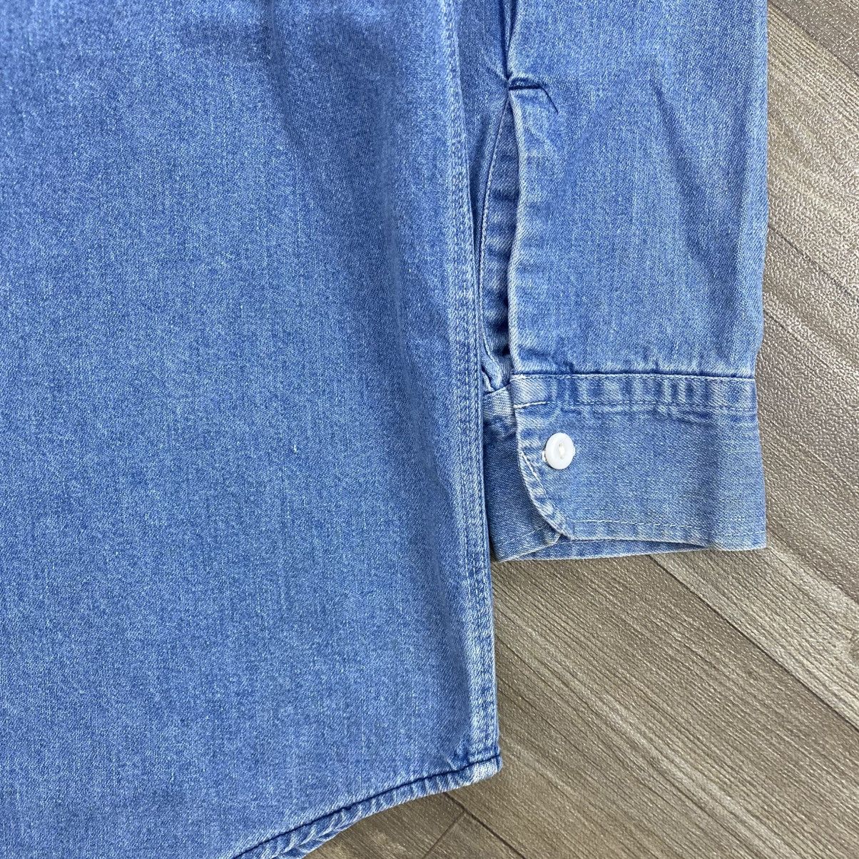Sugar Cane 1990s Vintage Unique Uniform Sugar Cane Chambray Work Shirt Size US L / EU 52-54 / 3 - 8 Thumbnail