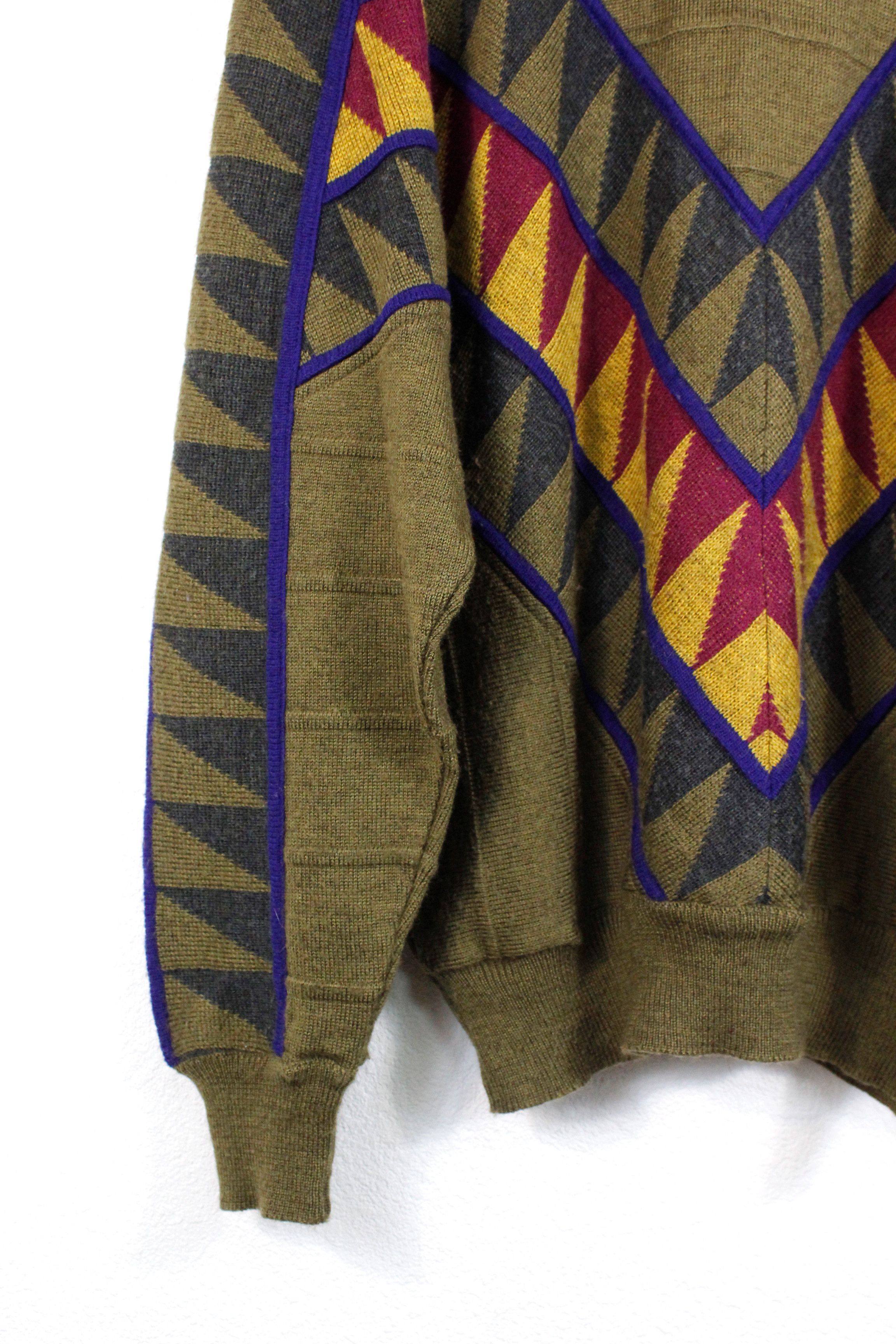 Carlo Colucci × Coogi × Vintage Vintage Carlo Colucci Geometric Pattern Wool Sweater 52 Size US L / EU 52-54 / 3 - 3 Thumbnail