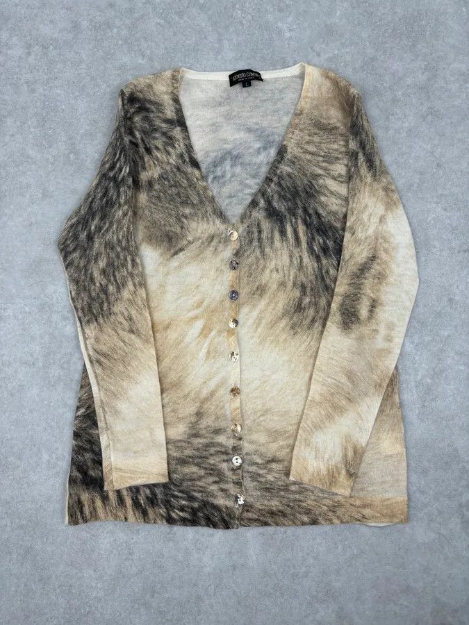 Roberto Cavalli FW1999 Roberto Cavalli Beige Cashmere Fur Effect Cardigan Size S / US 4 / IT 40 - 1 Thumbnail