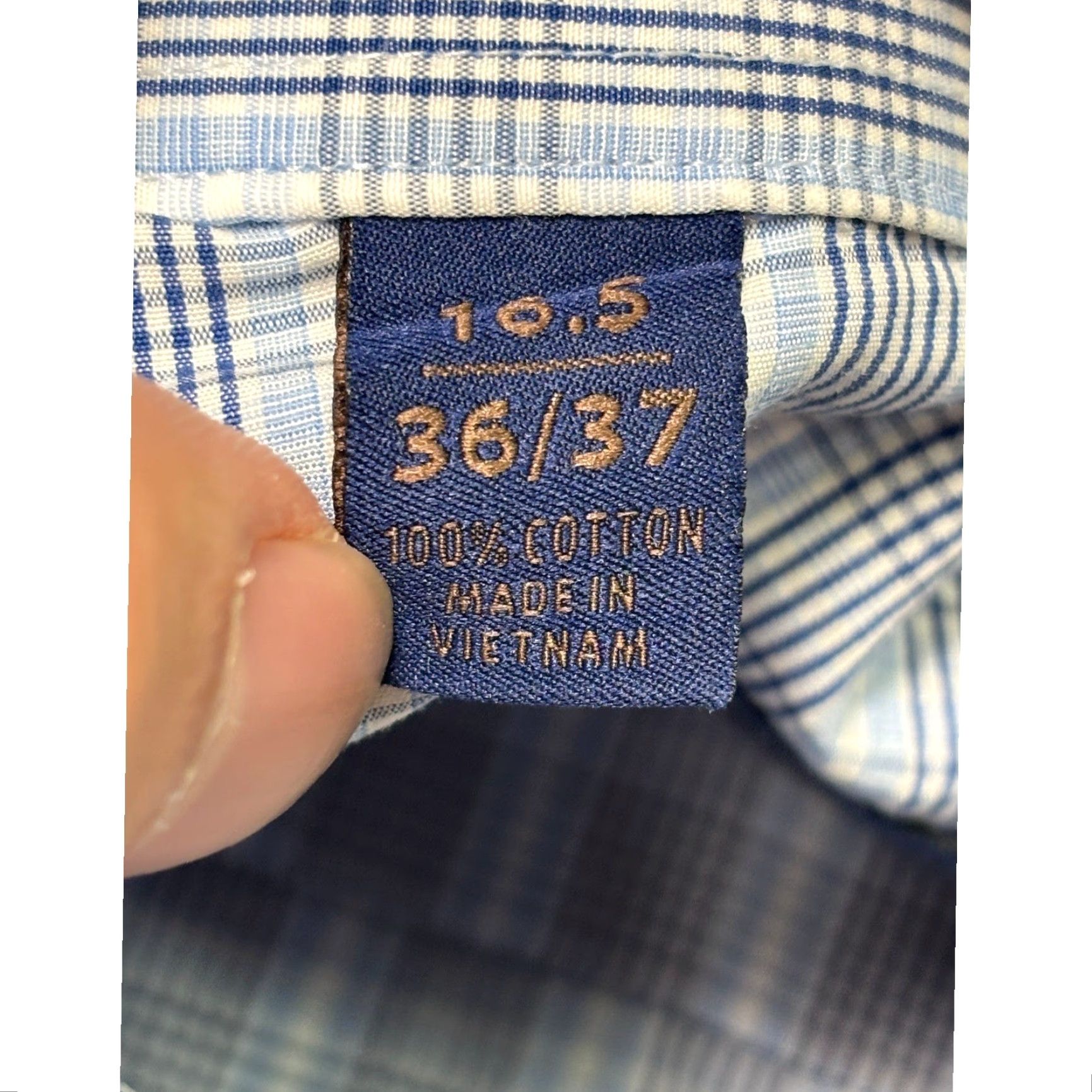 David Donahue David Donahue Shirt Dress Plaid Blue White Button Down Men 16.5 36 37 Cotton Long Sleeve Collar Point Business Casual Mens Size 40R - 5 Thumbnail