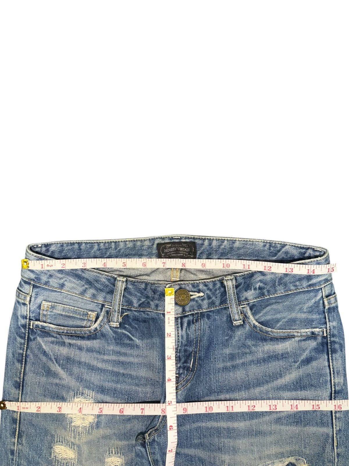 MOUSSY Vintage Japanese Moussy Sashiko Distress Bootcut Jeans Size 29" - 6 Thumbnail