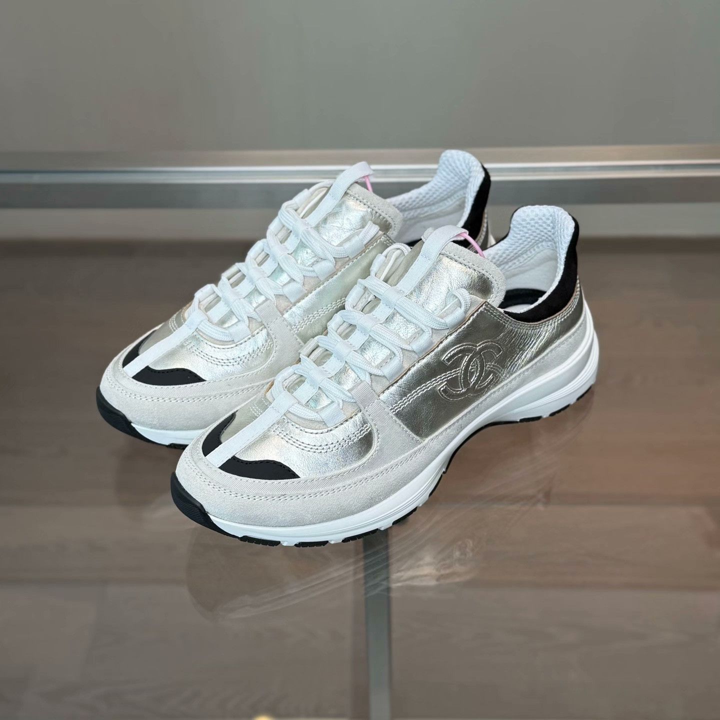 Chanel Chanel Silver Lowtop Sneakers 38 Women Size US 8 / IT 38 - 1 Thumbnail