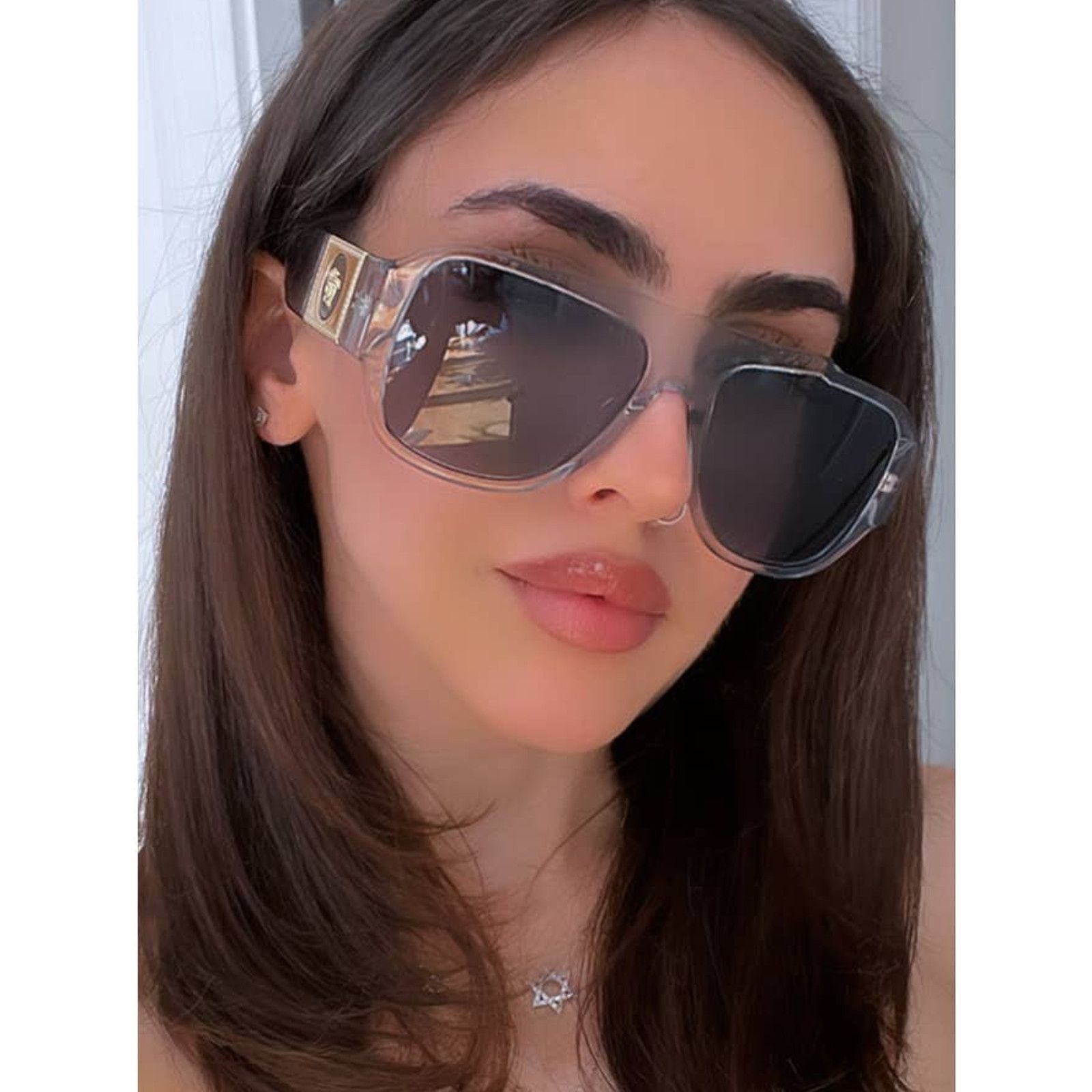 Versace NEW Versace VE4436U Transparent Grey Aviator Sunglasses Size ONE SIZE - 1 Thumbnail