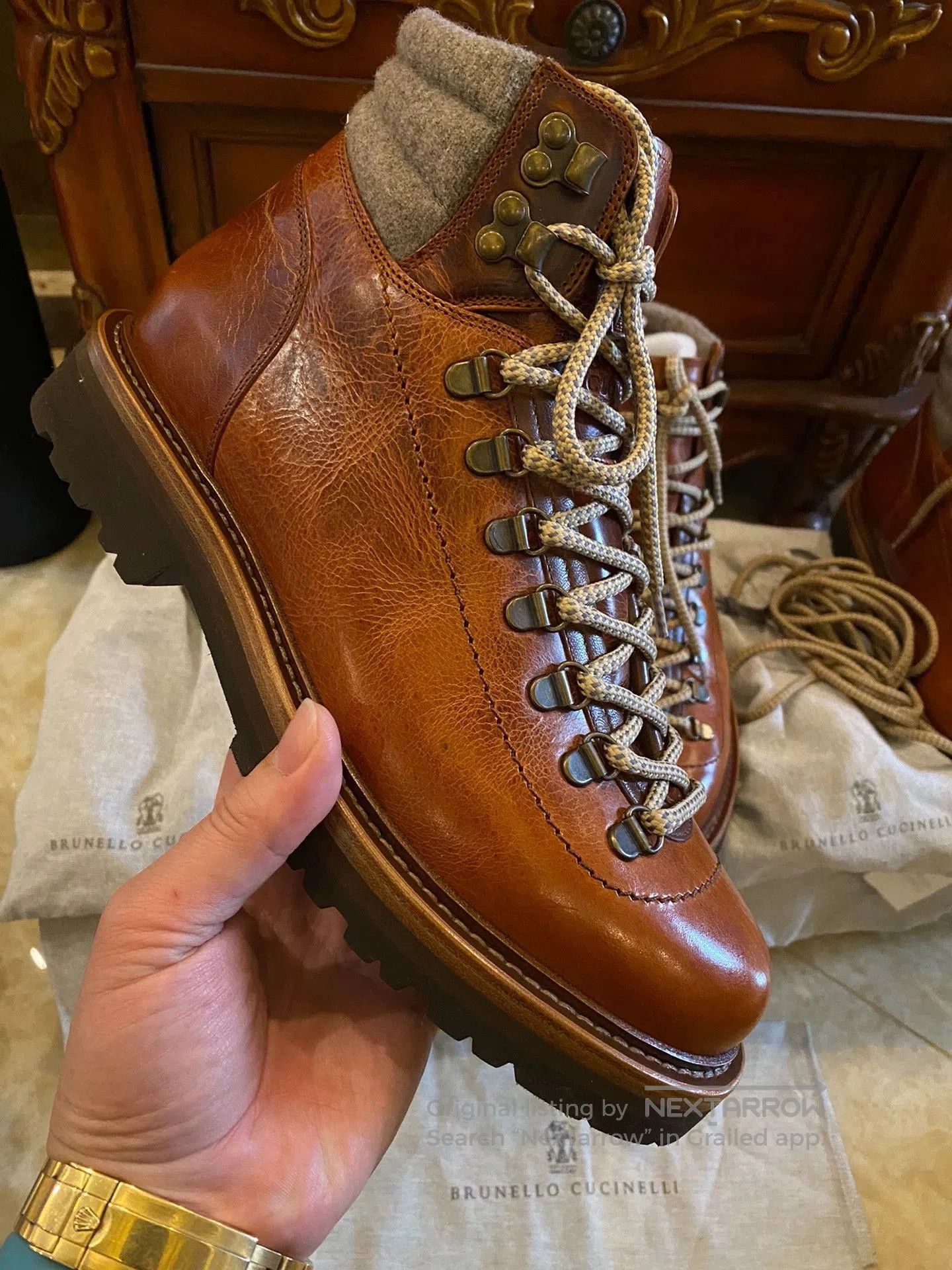 Brunello Cucinelli Brown Leather Hiking Boots Size 9. Size US 9 / EU 42 - 3 Thumbnail