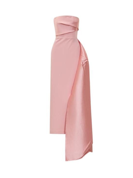 ワンピース SOLACE LONDON Women Dresses OS43037 FUCHS PINK Solace London Rosa One-shoulder Snake Print Ruffle Pleated