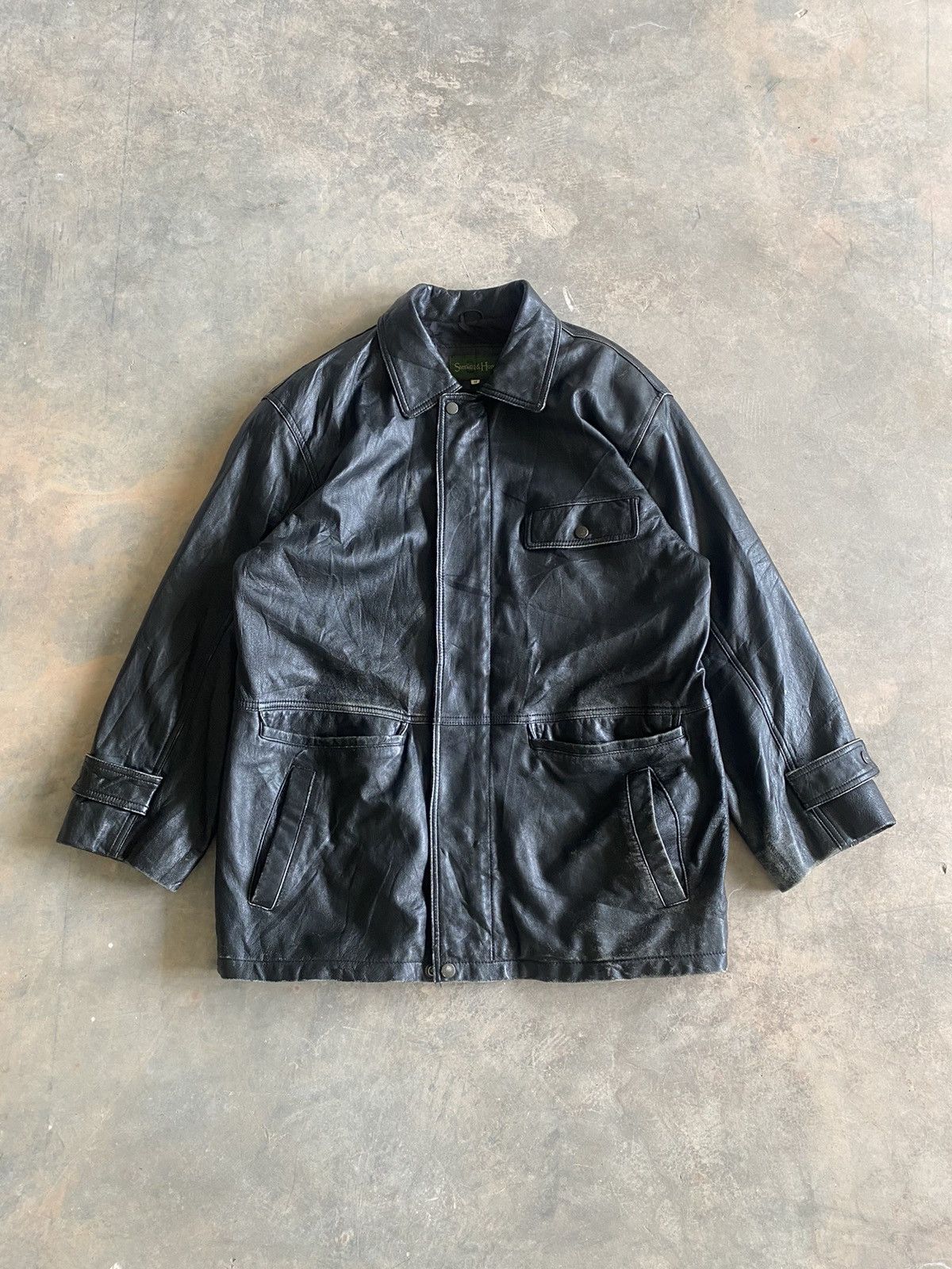 Vintage HUNT SHEEPSKIN LEATHER JACKET CASUAL 90s PUNK LGB Size US M / EU 48-50 / 2 - 1 Thumbnail