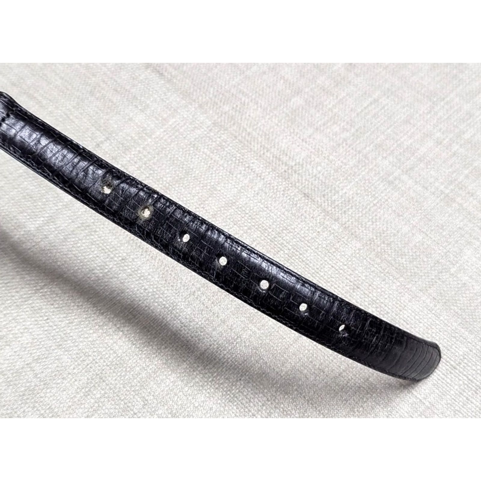 Brighton VINTAGE Brighton Greek Glam belt, 30 in Black Leather, 7/8" width, Greek pattern, Womens, Size S, belt with metal embellishments, 1990s, belt Size ONE SIZE - 3 Thumbnail