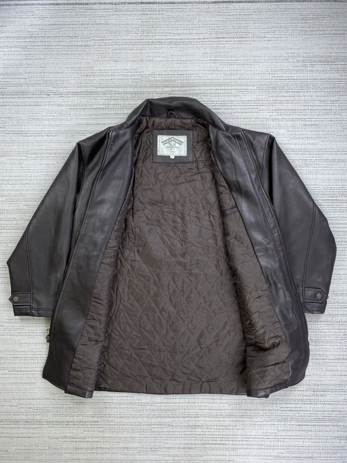 Designer × Vintage Vintage Sand Beige Embroidery Spellout Faux Leather Jacket Size US L / EU 52-54 / 3 - 7 Thumbnail