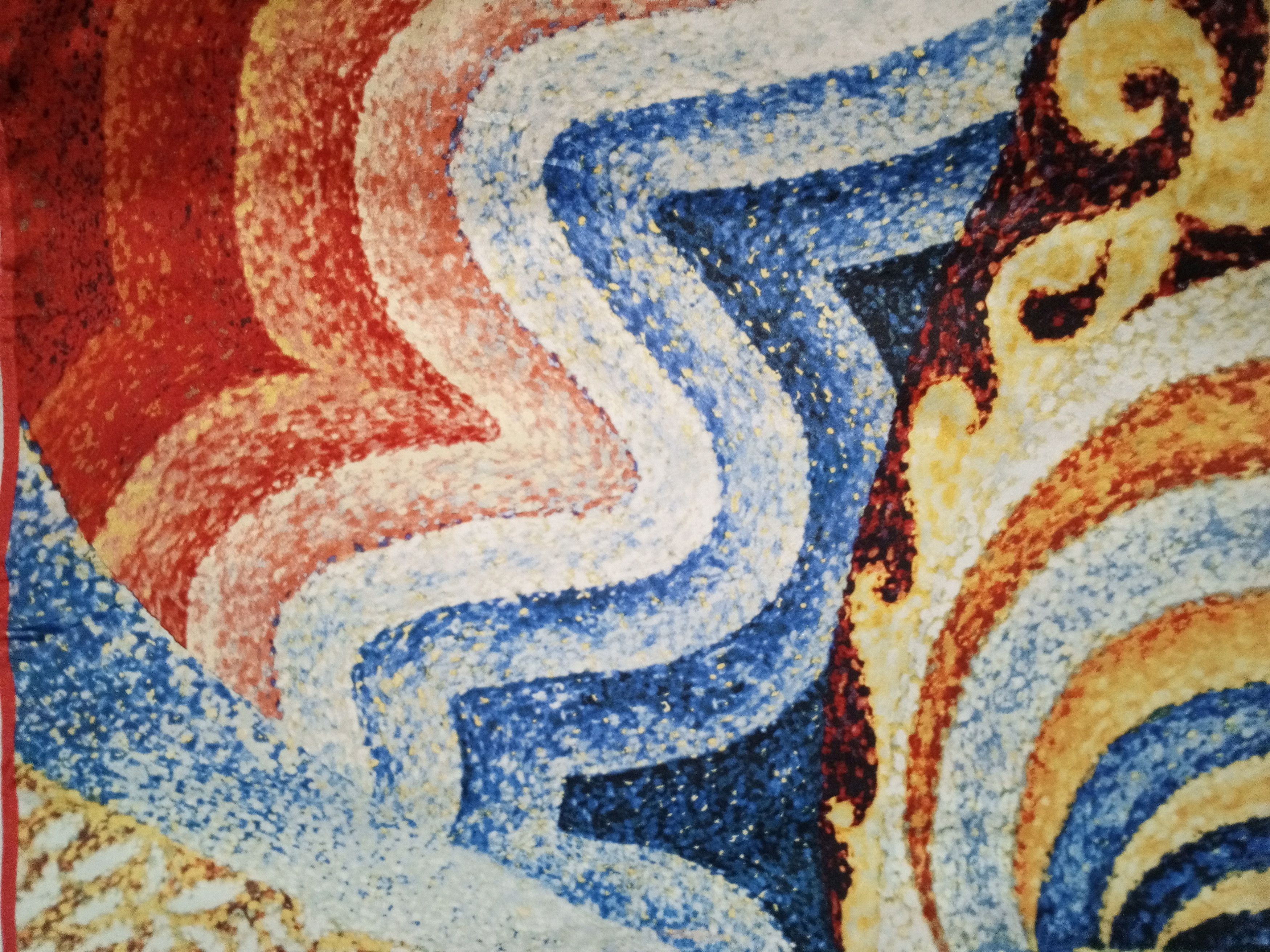 Vintage METROPOLITAN MUSEUM Souvenir Abstract Large Silk Scarf 34x34 Size ONE SIZE - 8 Thumbnail