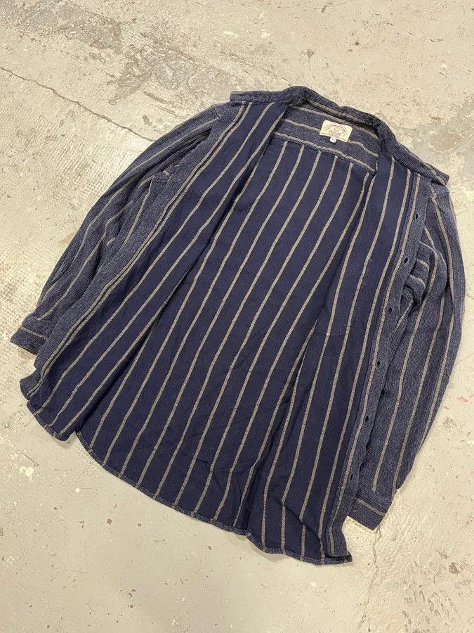 Armani × Designer × Vintage 1990s Armani Navy Striped Shirt Size US M / EU 48-50 / 2 - 5 Thumbnail