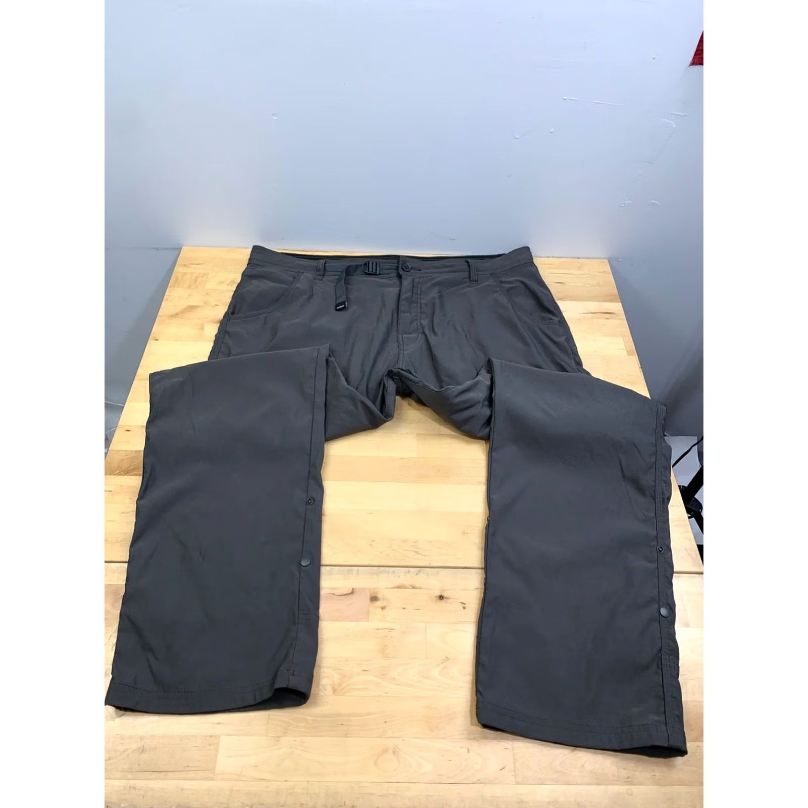Prana prAna Stretch Zion Pants Men 40x32 Gray Outdoor Hike Camp Belted Roll Up 13113 Size US 40 / EU 56 - 4 Thumbnail