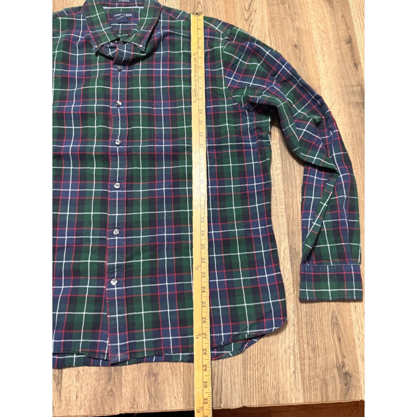 Lands' End Lands' End Shirt Men L 16-16.5 Plaid Button Up Blue Green Red White Cotton Long Sleeve Button-Down Collared Casual Vintage: No Mens Size US L / EU 52-54 / 3 - 7 Thumbnail