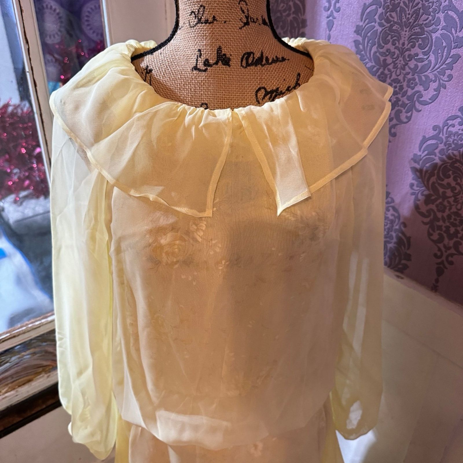 Handmade VTG chiffon overlay floral boho dress Size S / US 4 / IT 40 - 7 Thumbnail