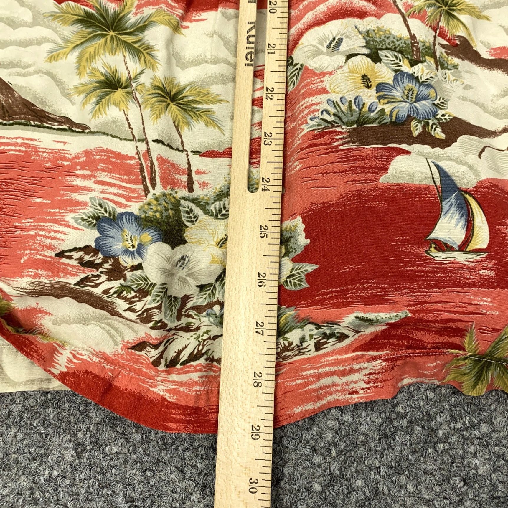 Lands' End VINTAGE Lands' End Shirt Men 2XL Red Hawaiian Rayon Floral Sailboat Aloha Vacation Pocket Mens Size US XXL / EU 58 / 5 - 7 Thumbnail