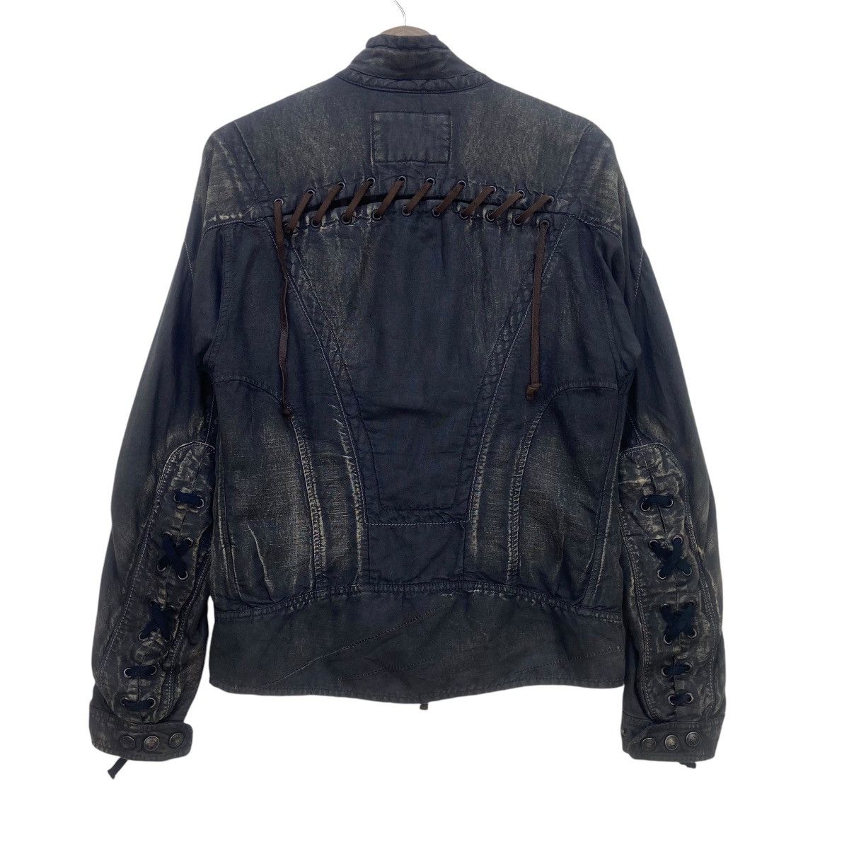 Marithe + Francois Girbaud MFG Distressed Design Lace Up Biker Style Jacket Size US S / EU 44-46 / 1 - 3 Thumbnail