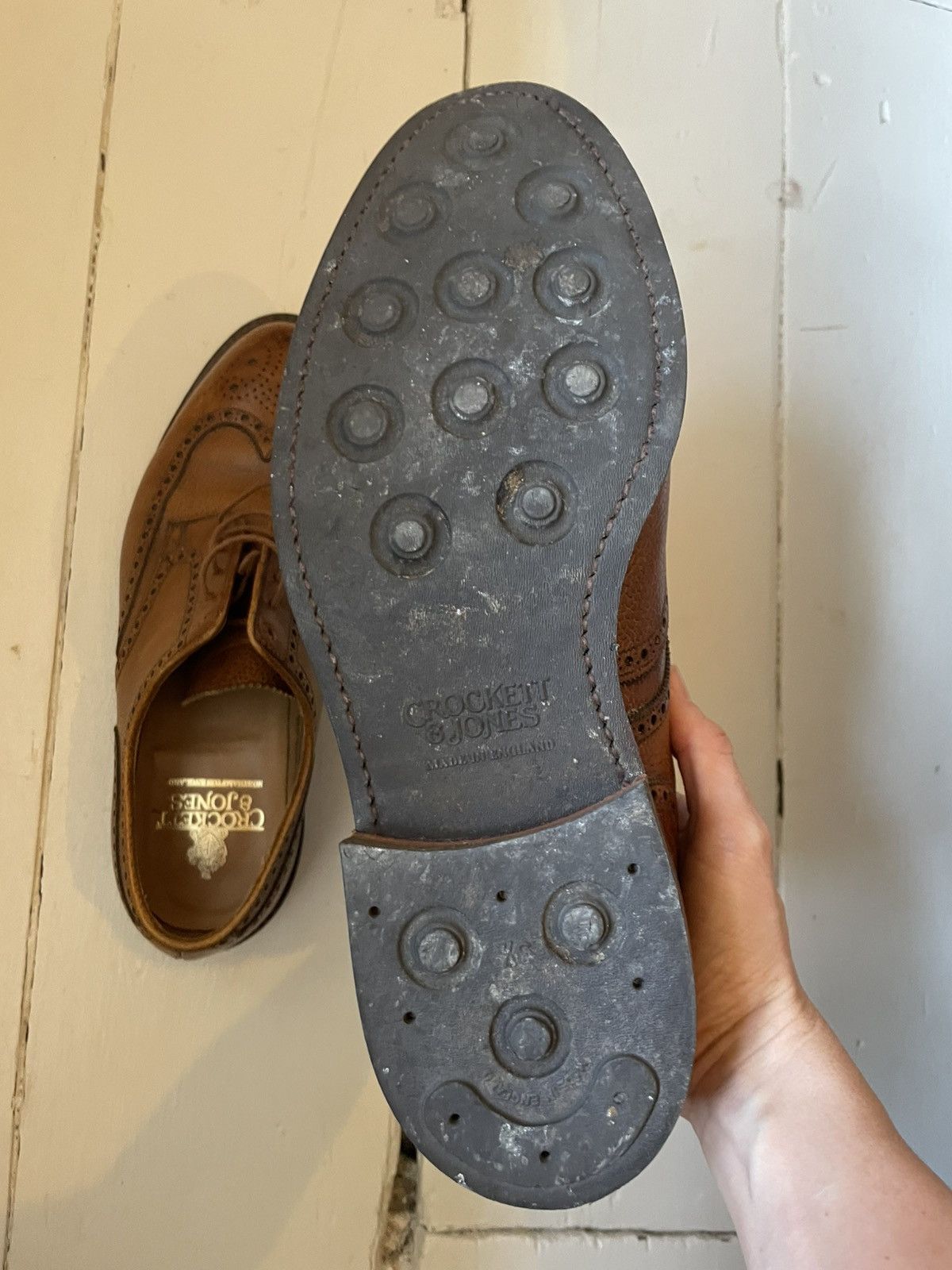 Crockett & Jones Crockett & Jones Pembroke Tan Scotch Grain Derby Shoe UK8.5E Size US 8.5 / EU 41-42 - 5 Thumbnail