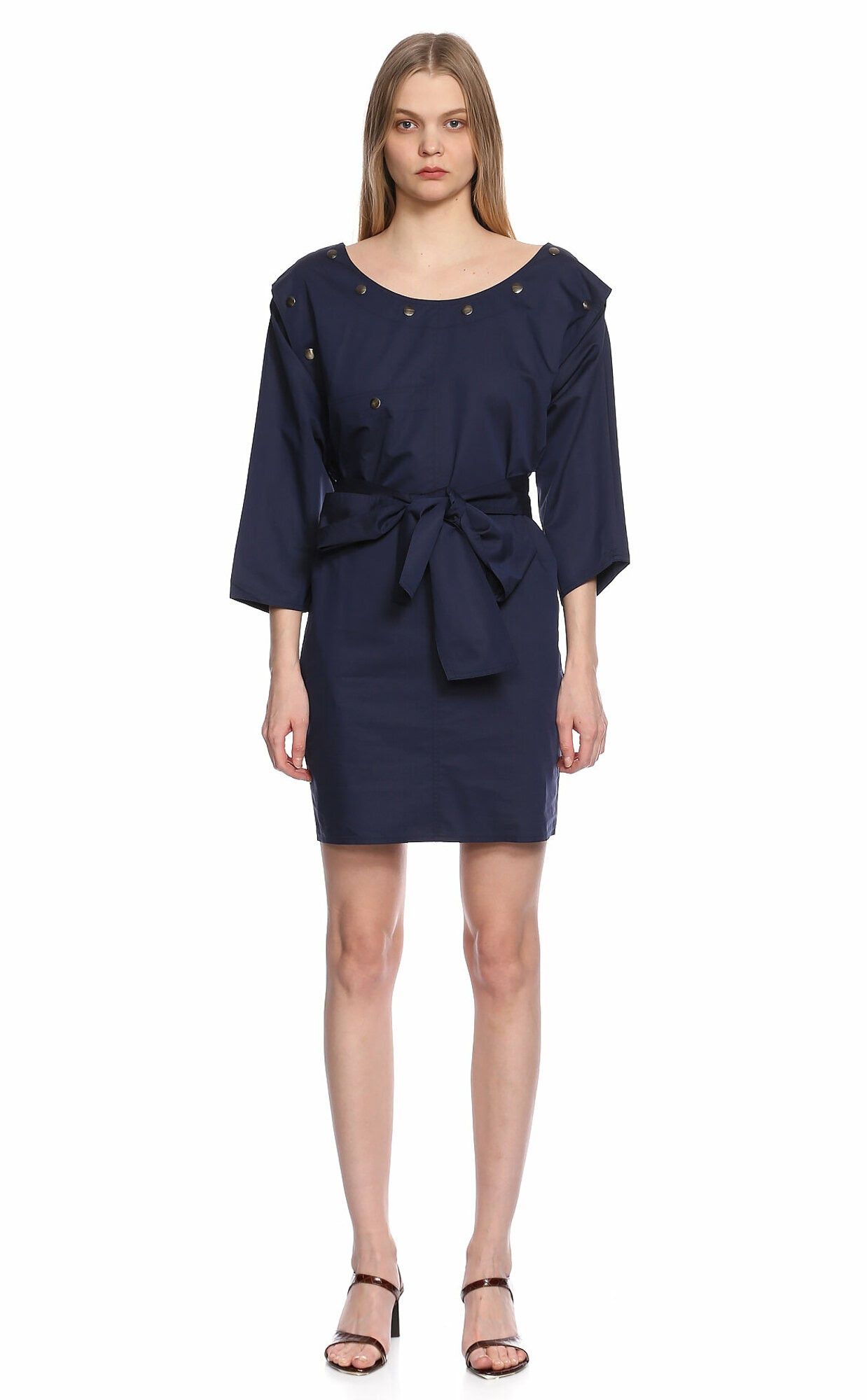 Emilio Pucci EMILIO PUCCI navy cotton silk sheath dress 8 (belt missing) Size M / US 6-8 / IT 42-44 - 1 Thumbnail