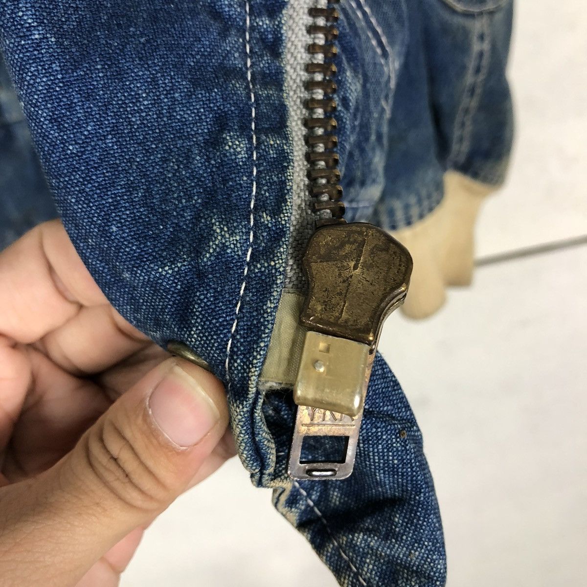 Japanese Brand 🔥VINTAGE BOMBER JACKET DENIM ZIG ZAG DOUBLE COLLAR Size US M / EU 48-50 / 2 - 19 Thumbnail