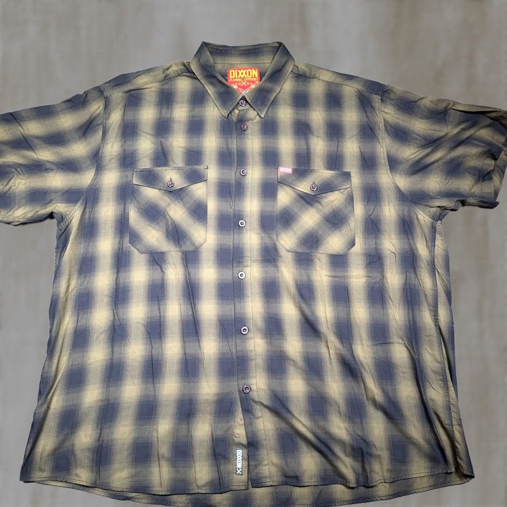 Vintage Dixxon Shirt Mens 5XL Green Plaid Short Sleeve Button Up Flannel Big & Tall Size US XXL / EU 58 / 5 - 1 Thumbnail