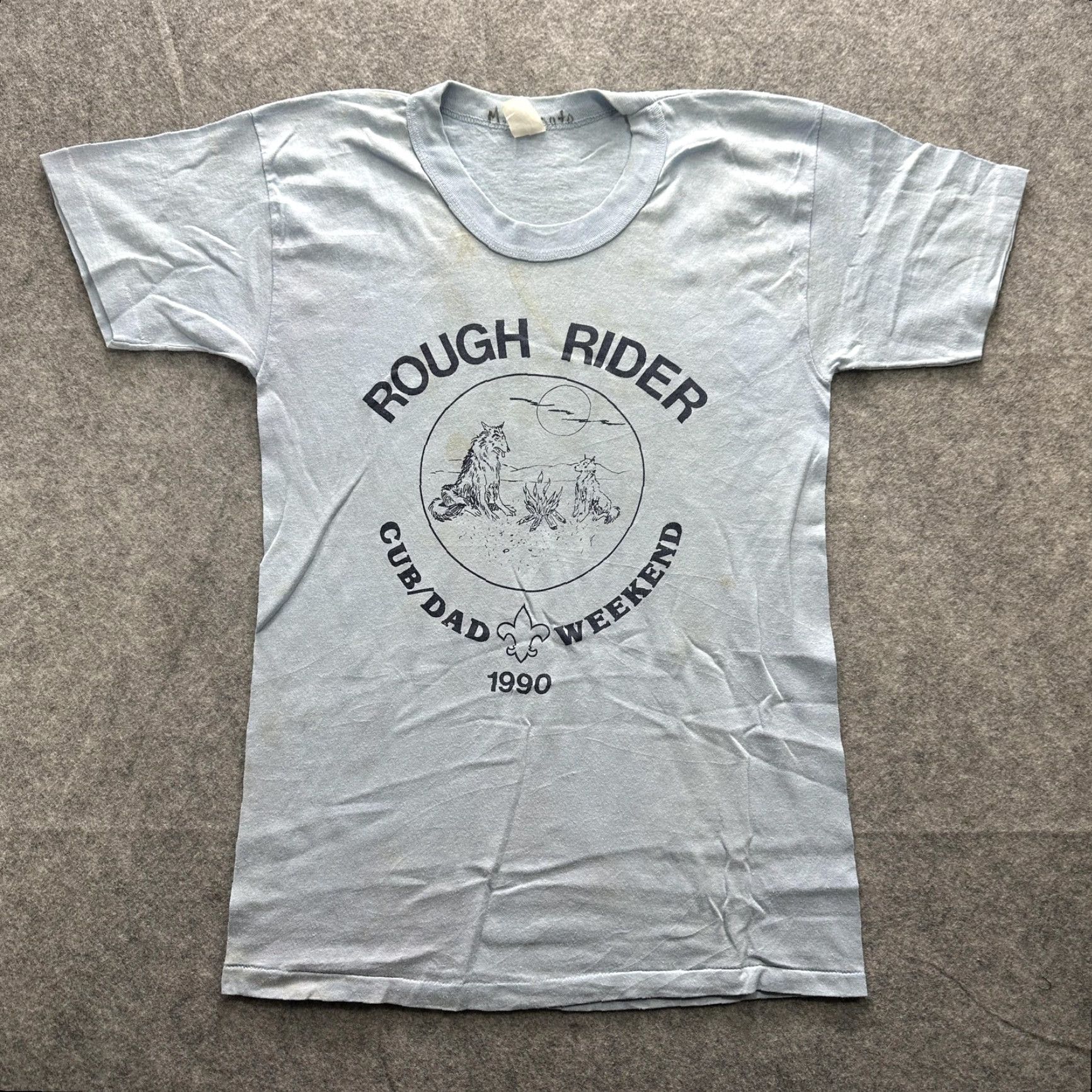 Vintage VINTAGE Rough Rider Cub Dad Weekend Shirt Mens M Blue 1990s Scout Camp Graphic Print Crew Neck Short Sleeve Men Size US M / EU 48-50 / 2 - 3 Thumbnail